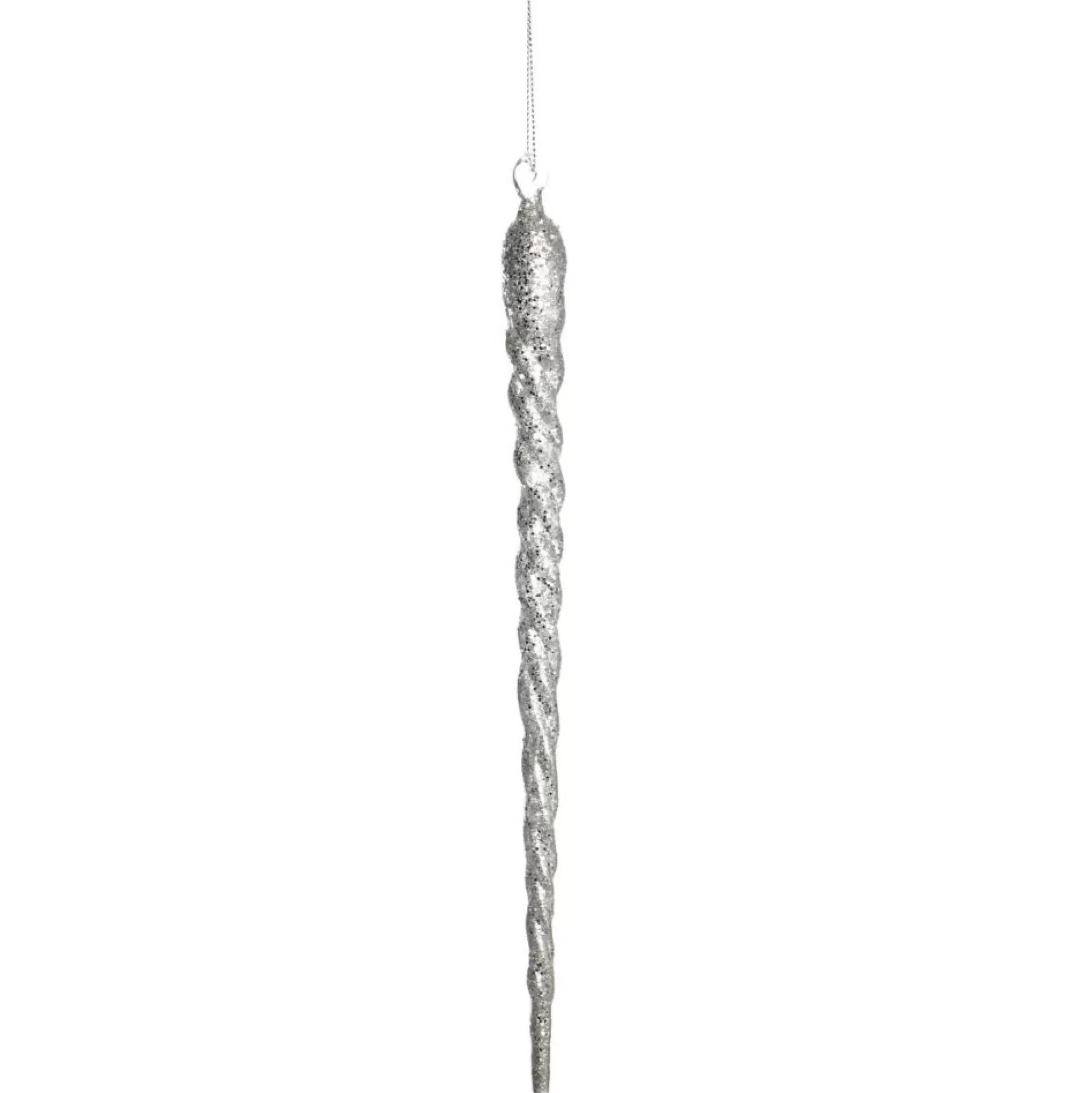 Silver Glitter Icicle Long Drop Christmas Tree Decorations |