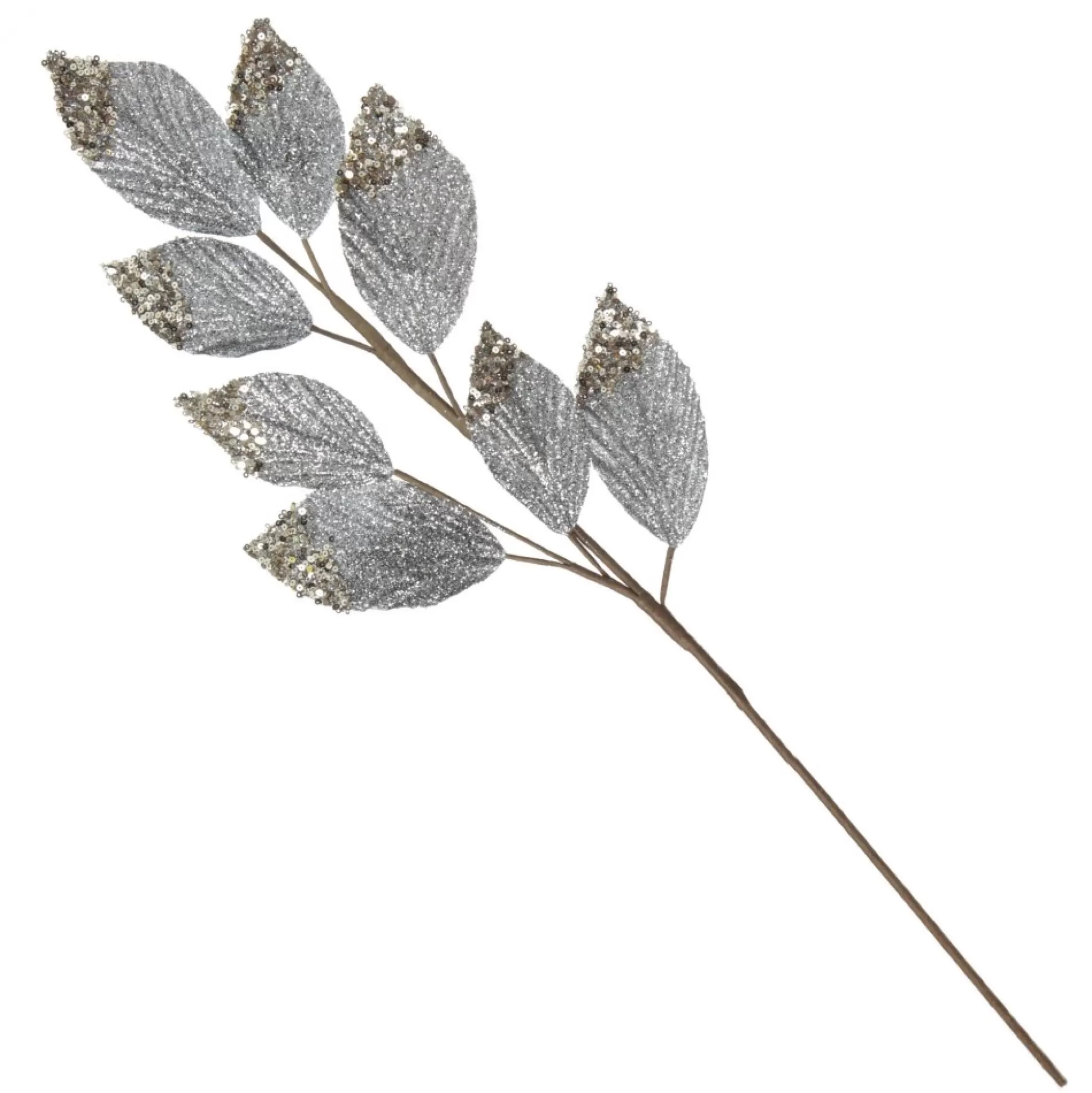 Silver Glitter Leaf Spray with Sequin Tips Christmas Sprays |