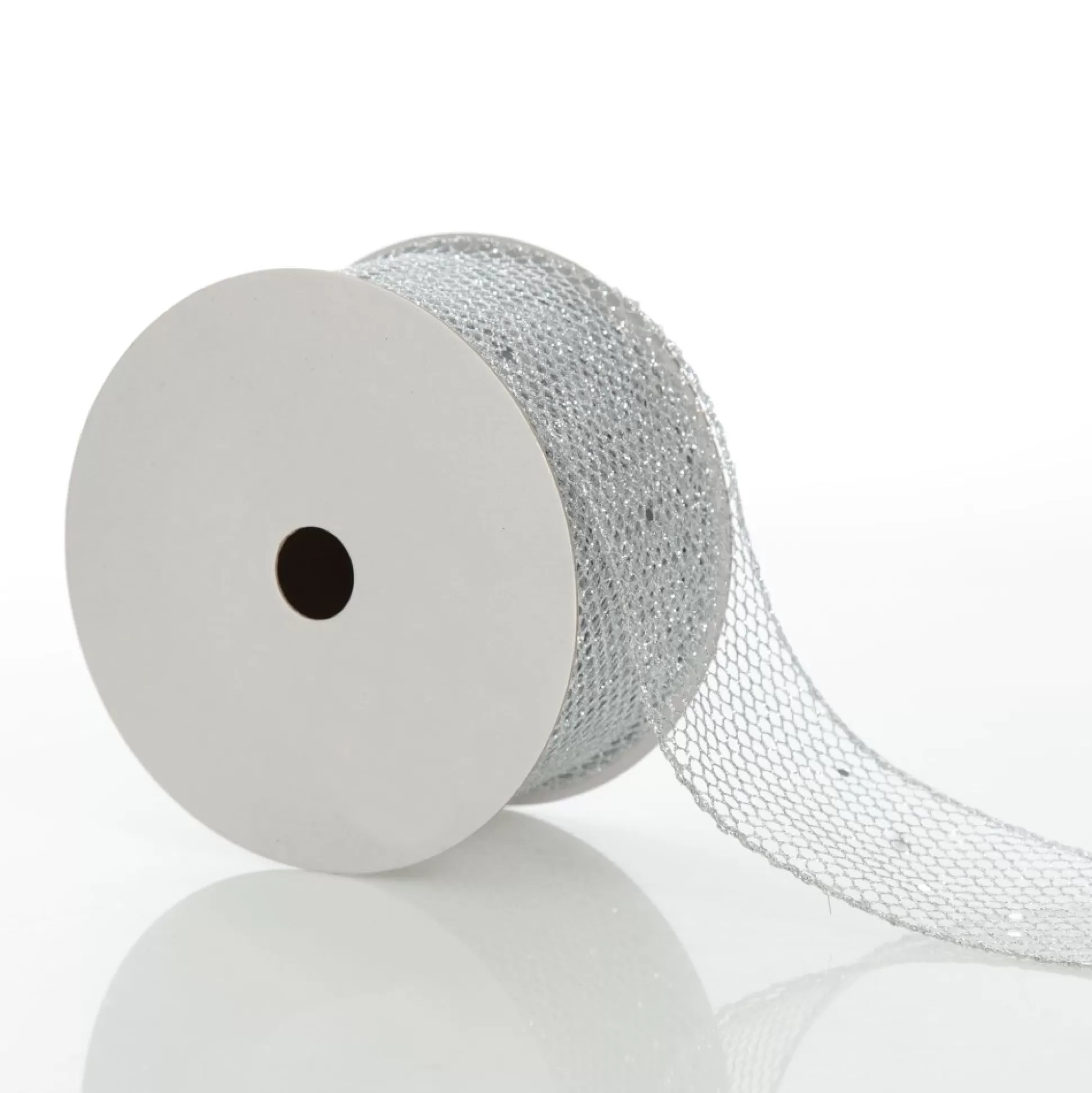 Silver Mesh Wired Christmas RIbbon - 6.5cm Ribbons |