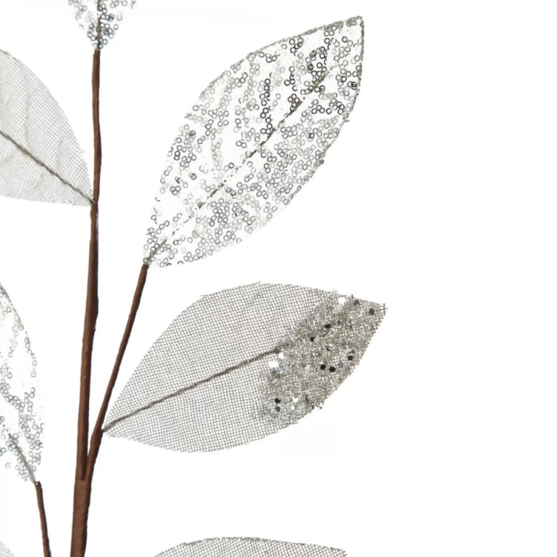 Silver Mixed Leaf Burlap Sequin Spray Christmas Sprays |
