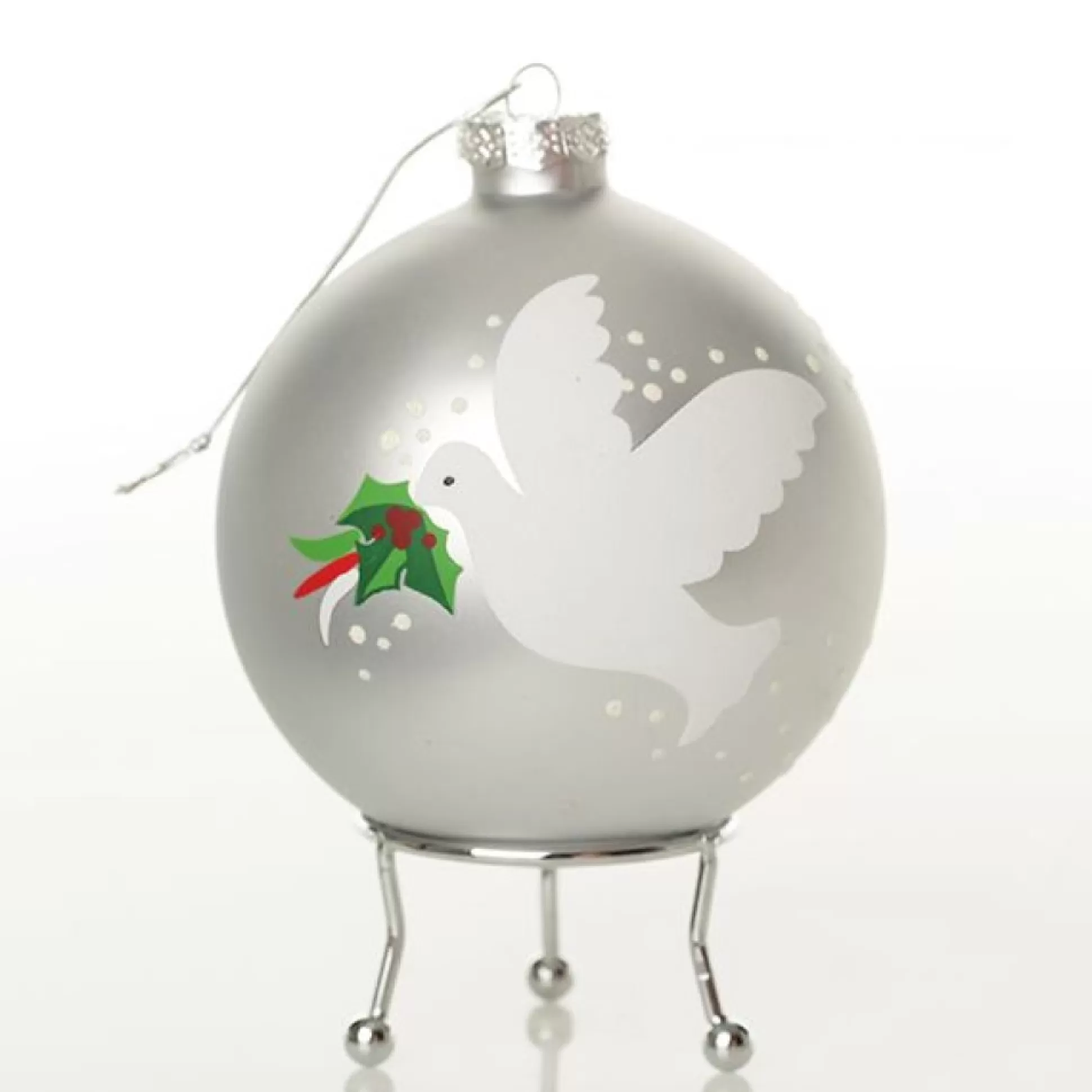 Silver Peace Doves Christmas Bauble Personalised Baubles |