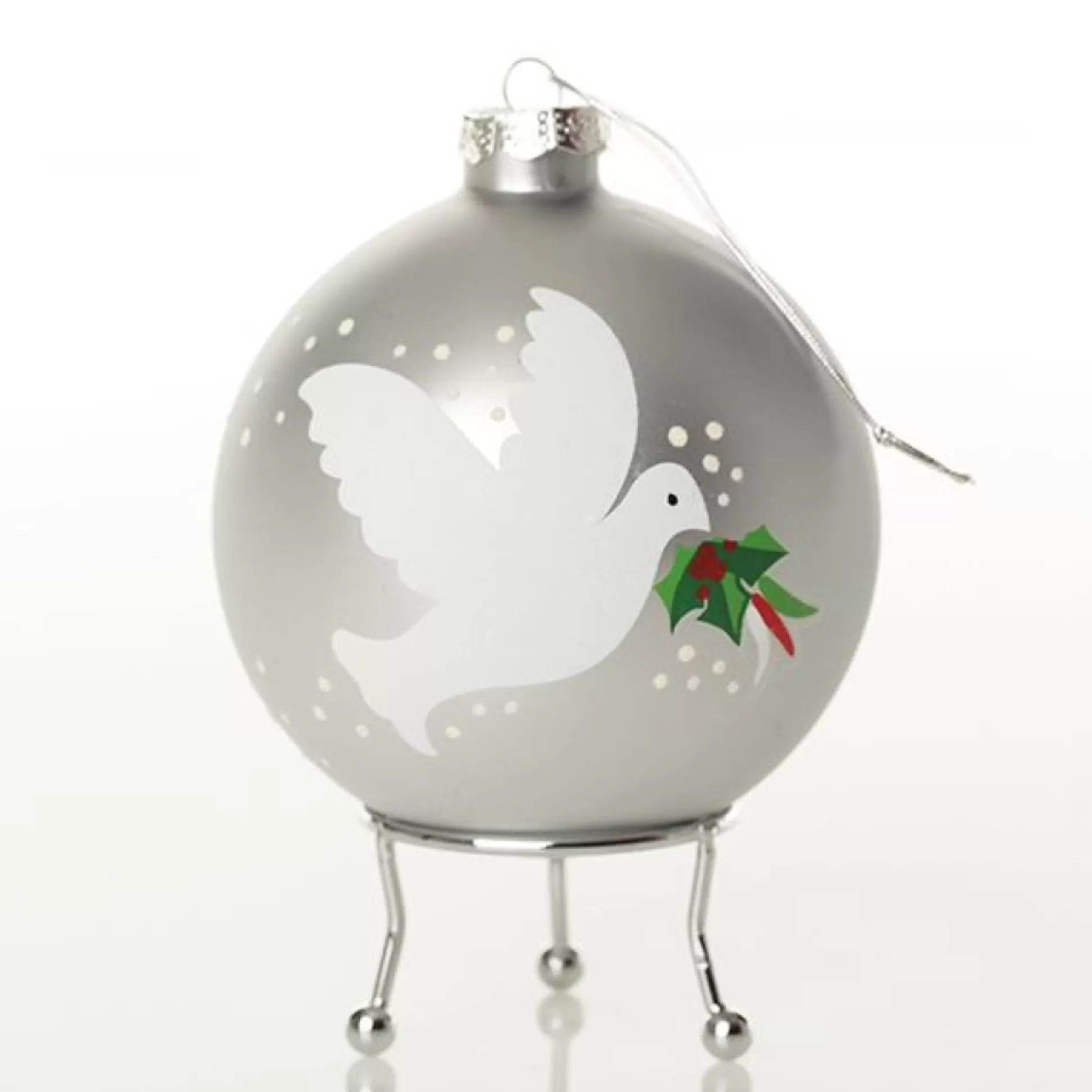 Silver Peace Doves Christmas Bauble Personalised Baubles |