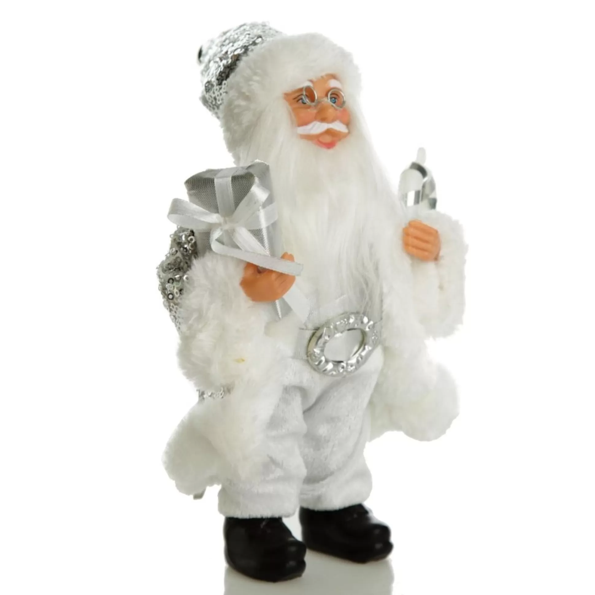Silver Sequin Santa Ornament Christmas Figurines |