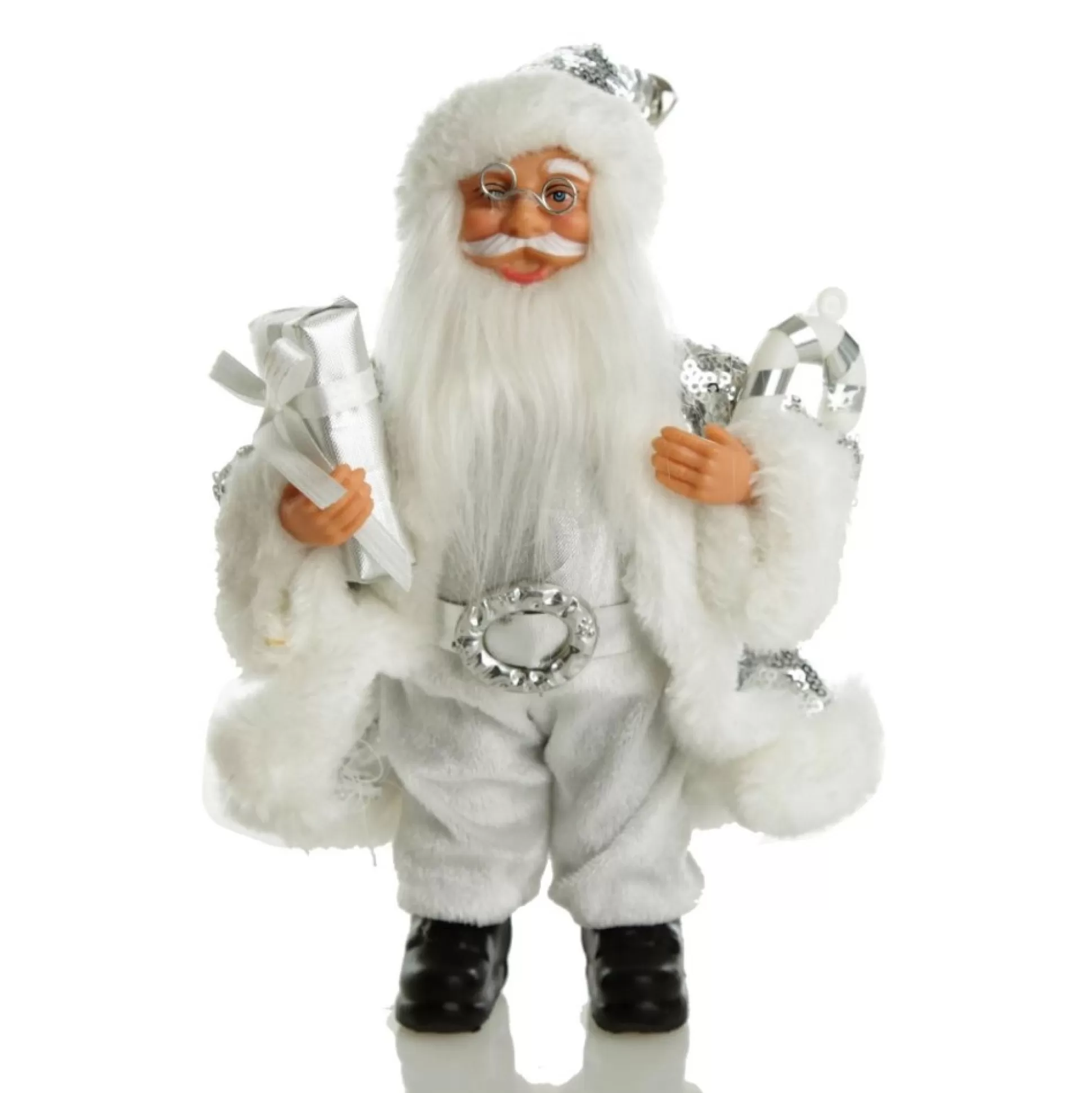 Silver Sequin Santa Ornament Christmas Figurines |
