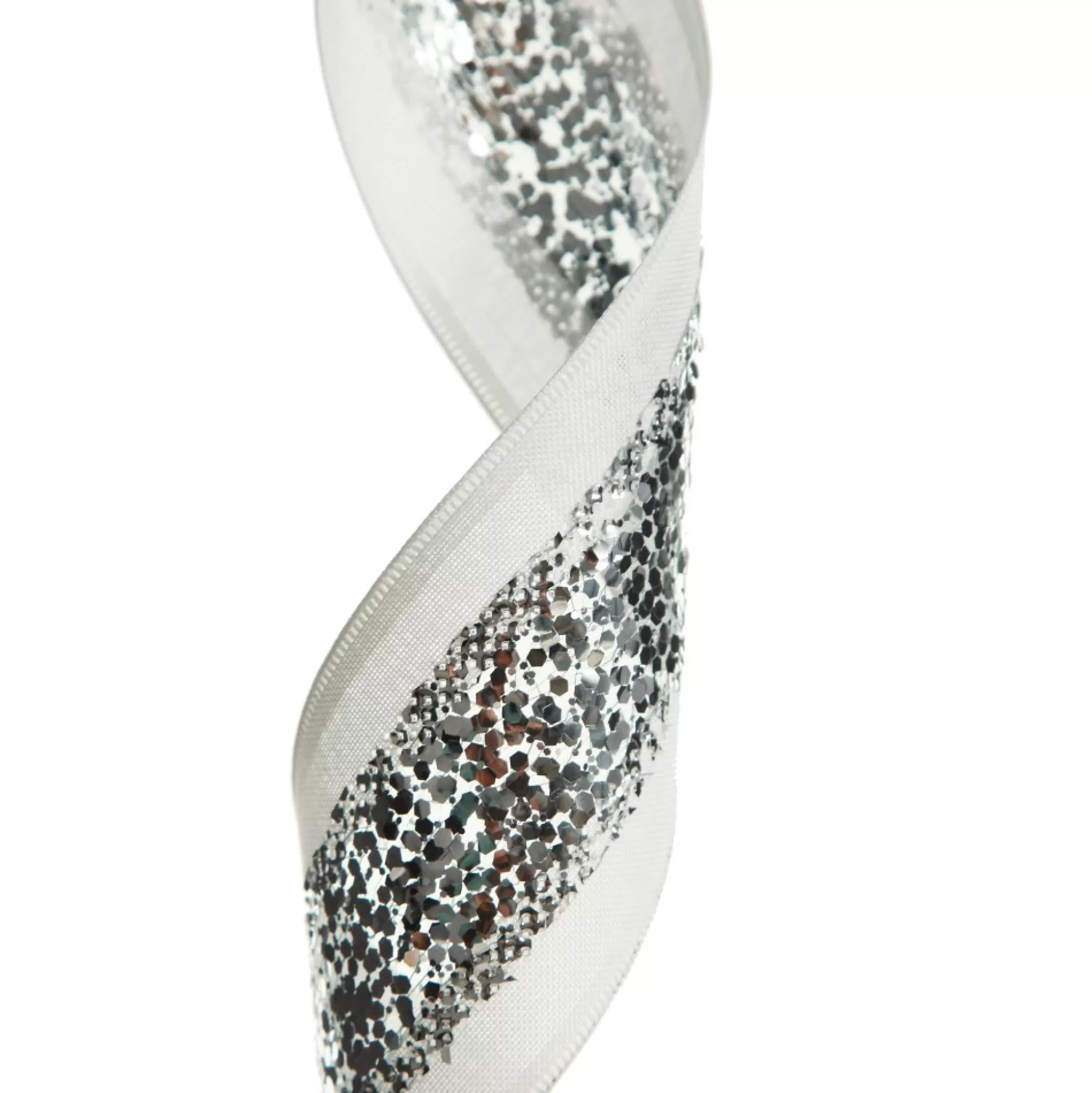 Silver Sequin Wired Christmas Ribbon Ribbons |