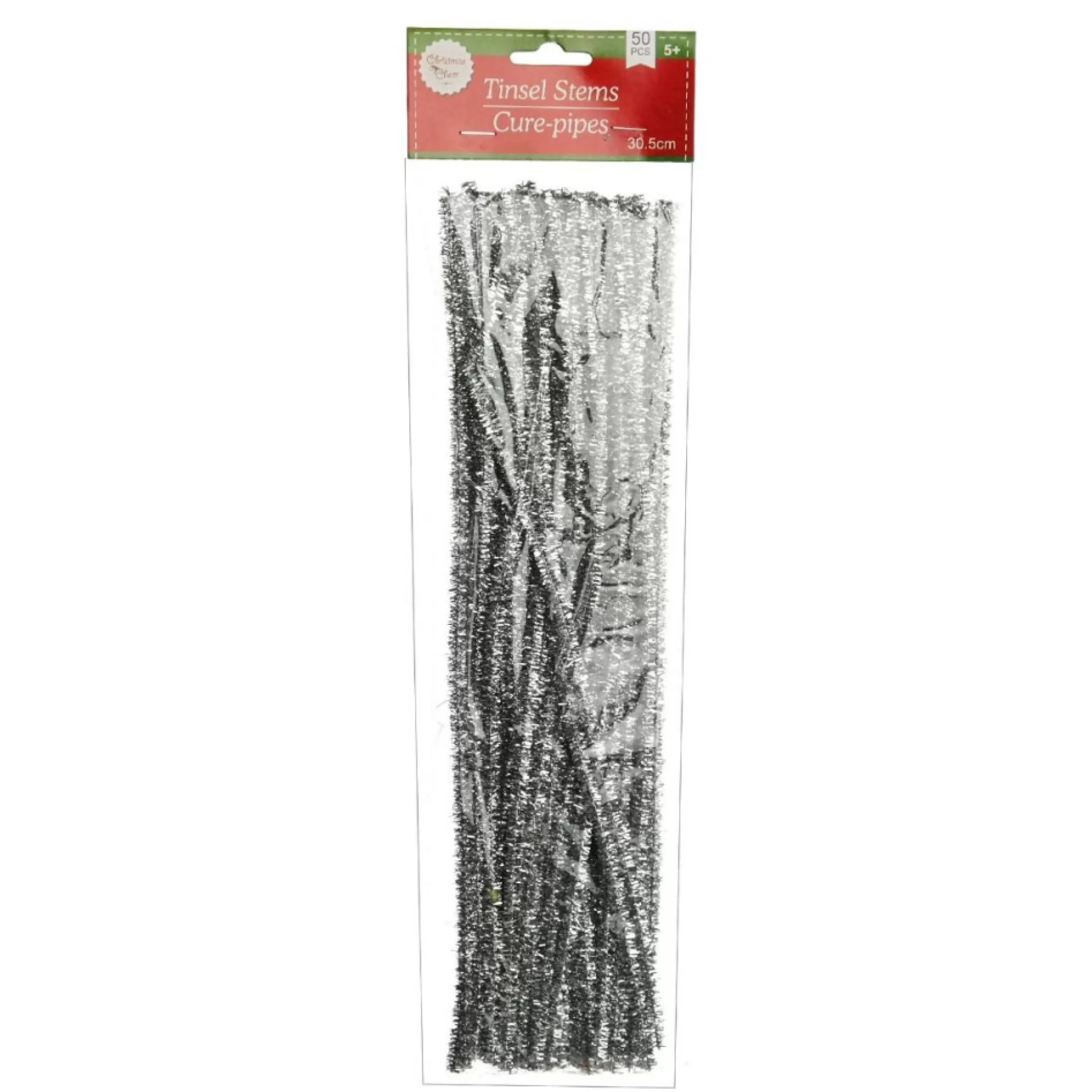 Silver Tinsel Chenille Stem Pipe Cleaners - Pack of 45 Christmas Craft Supplies |