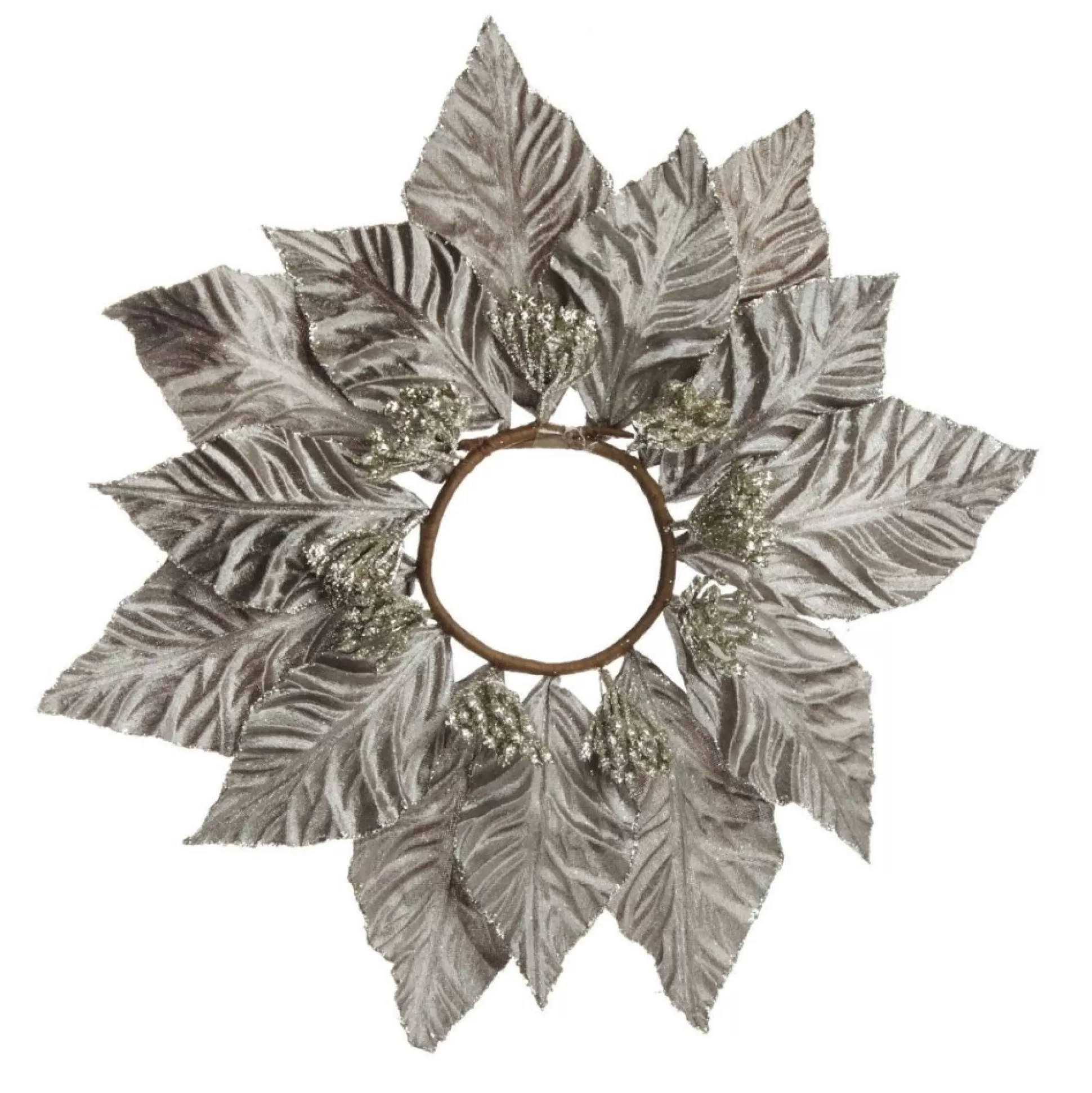 Silver Velour Poinsettia Candle Wreath Christmas Candles And Scents |
