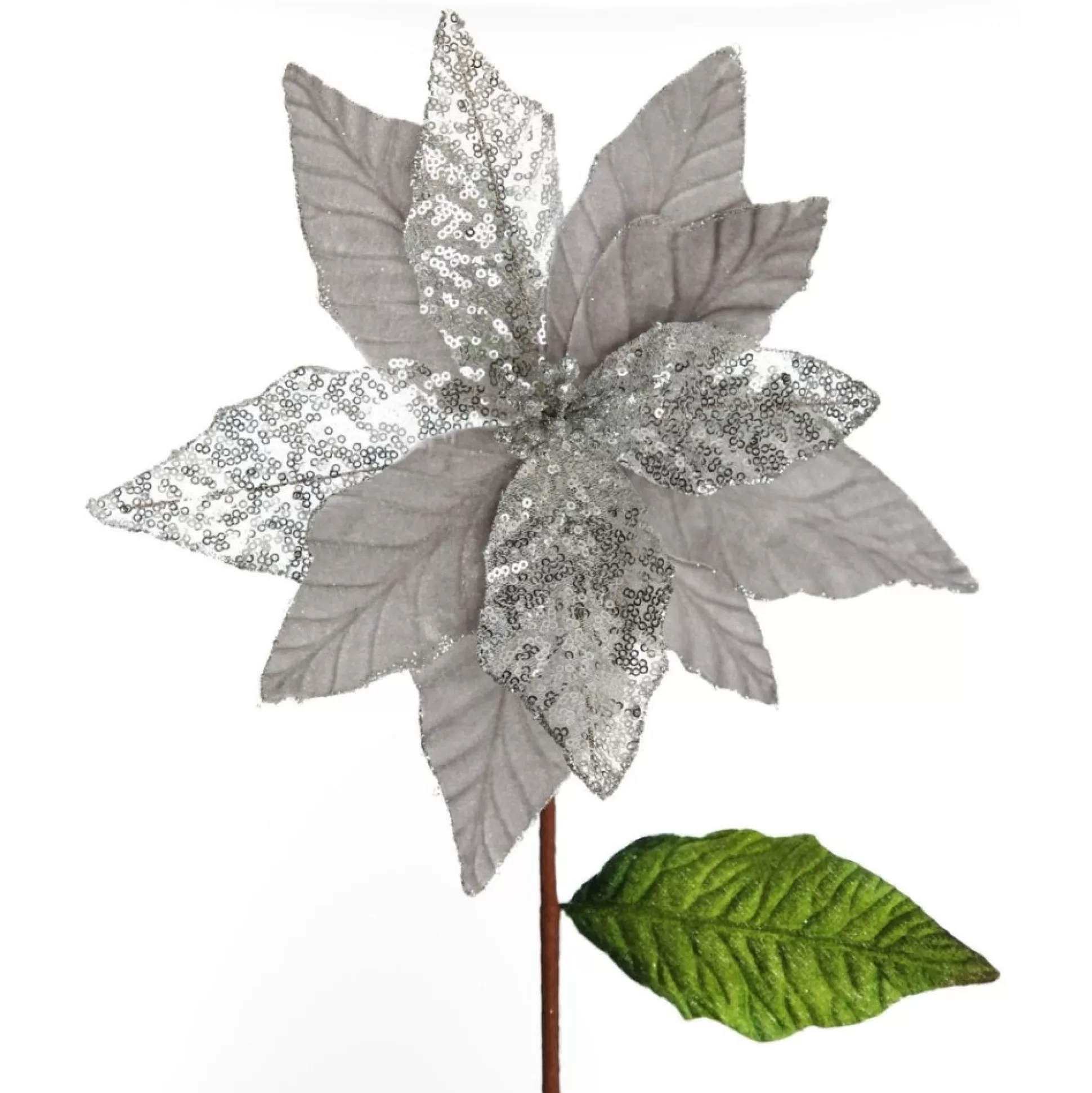 Silver Velvet Sequin Flower Christmas Flowers |