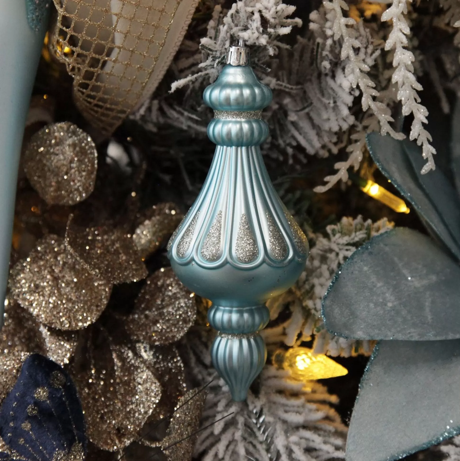 Sky Blue Christmas Finial Decoration Finials And Drops |