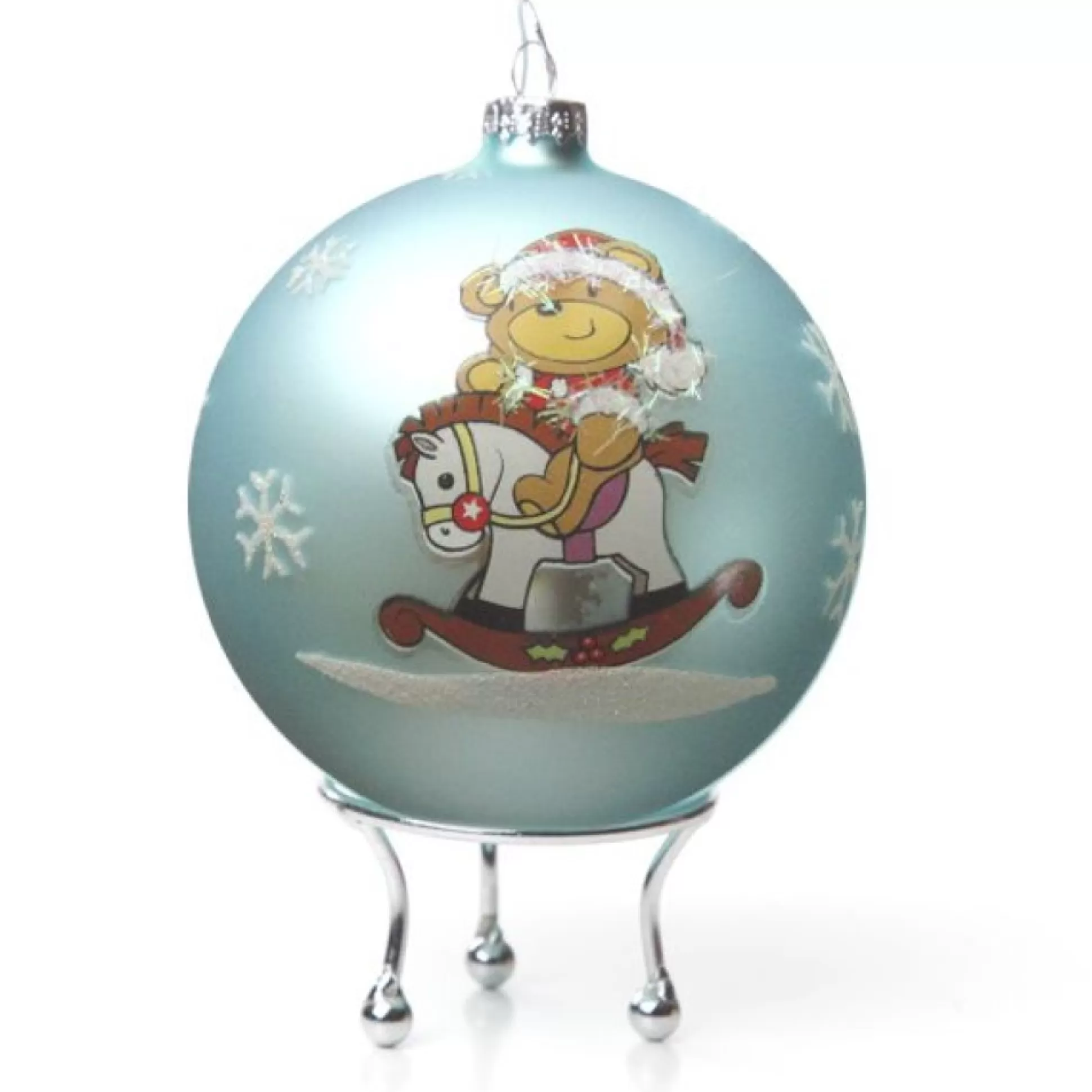 Sky Blue Rocking Horse Christmas Bauble Personalised Baubles |