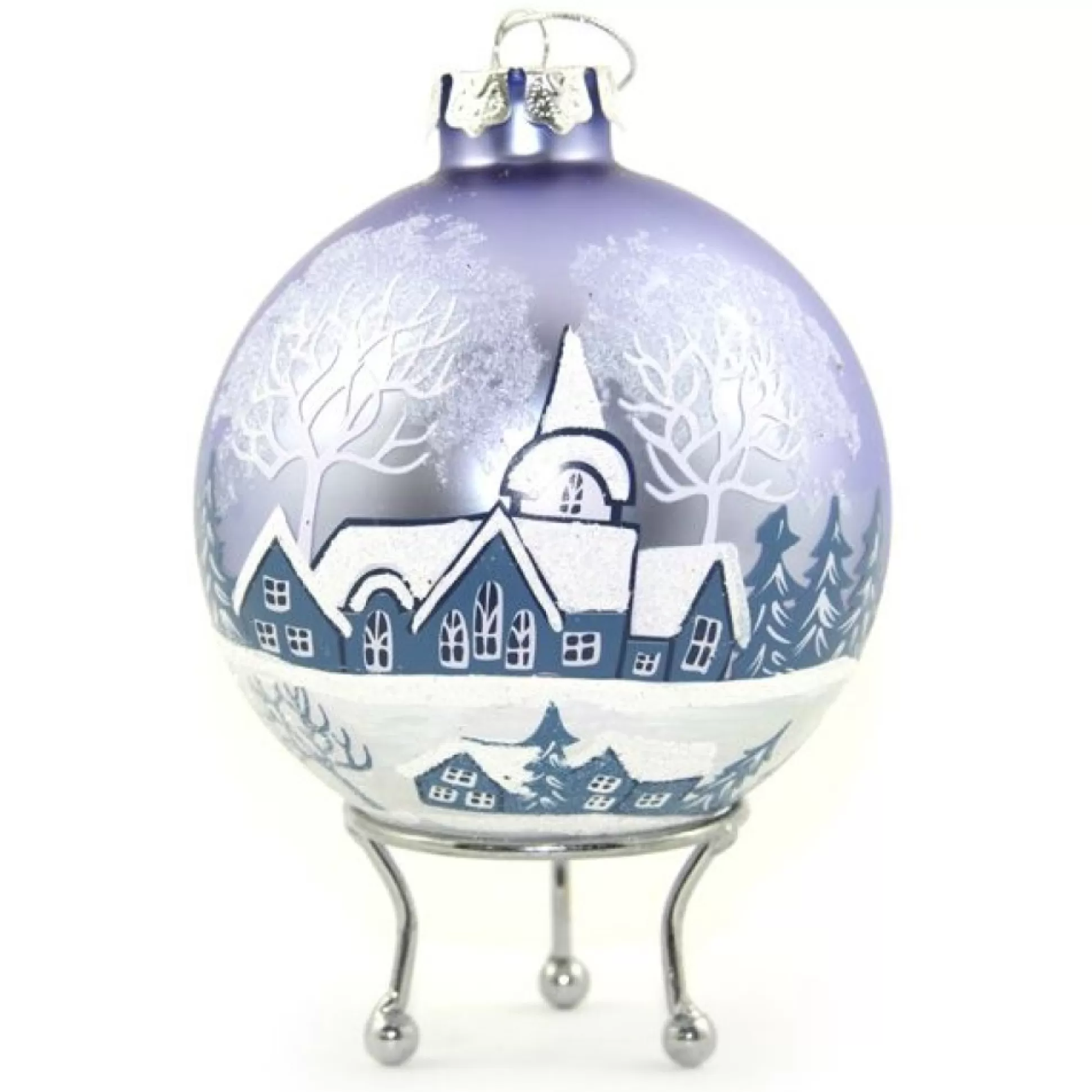 Sky Blue Winter Church Christmas Bauble Personalised Baubles |