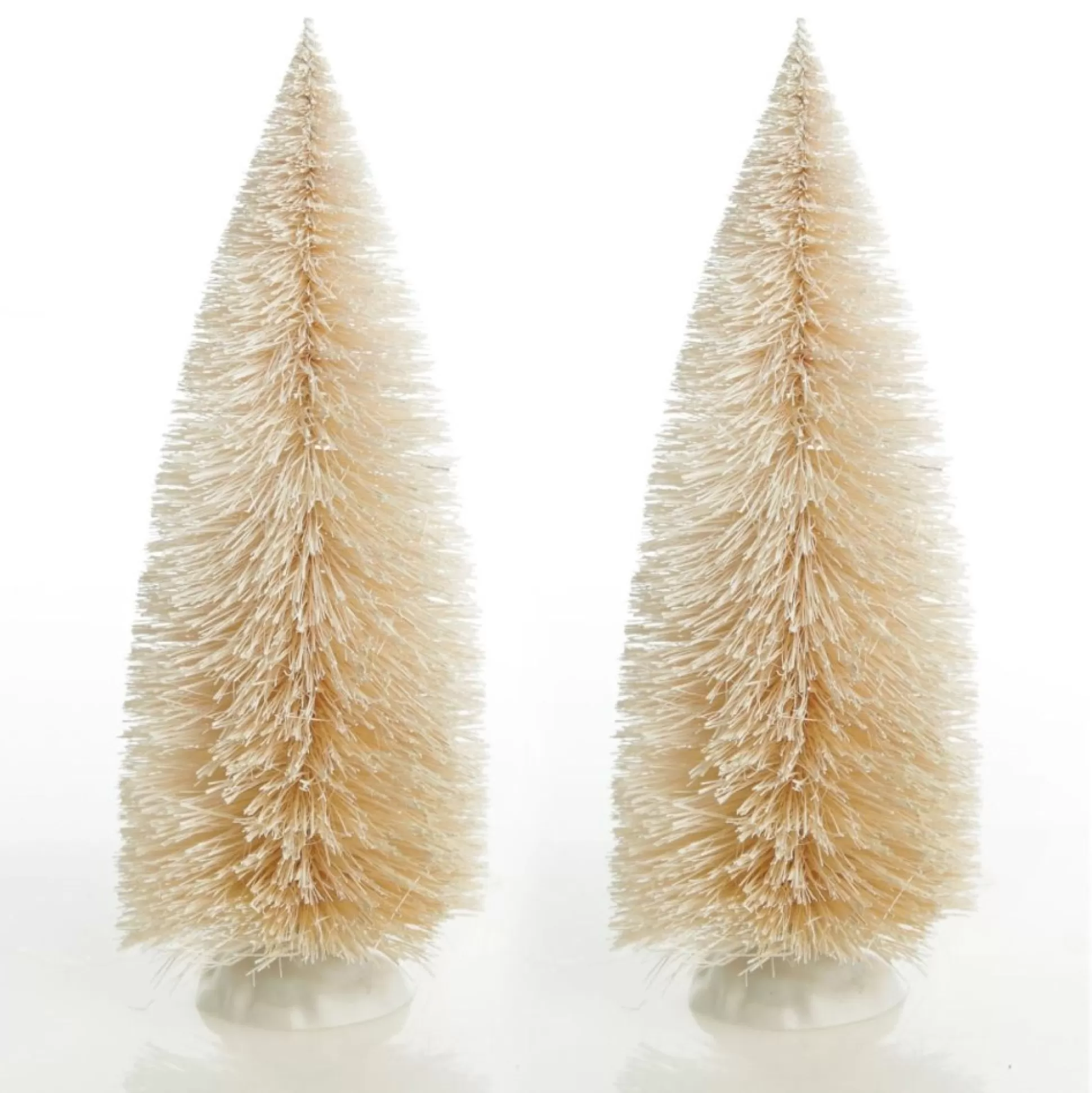 Small Ivory Bottle Brush Tree - Set of 2 Table Top Christmas Trees |