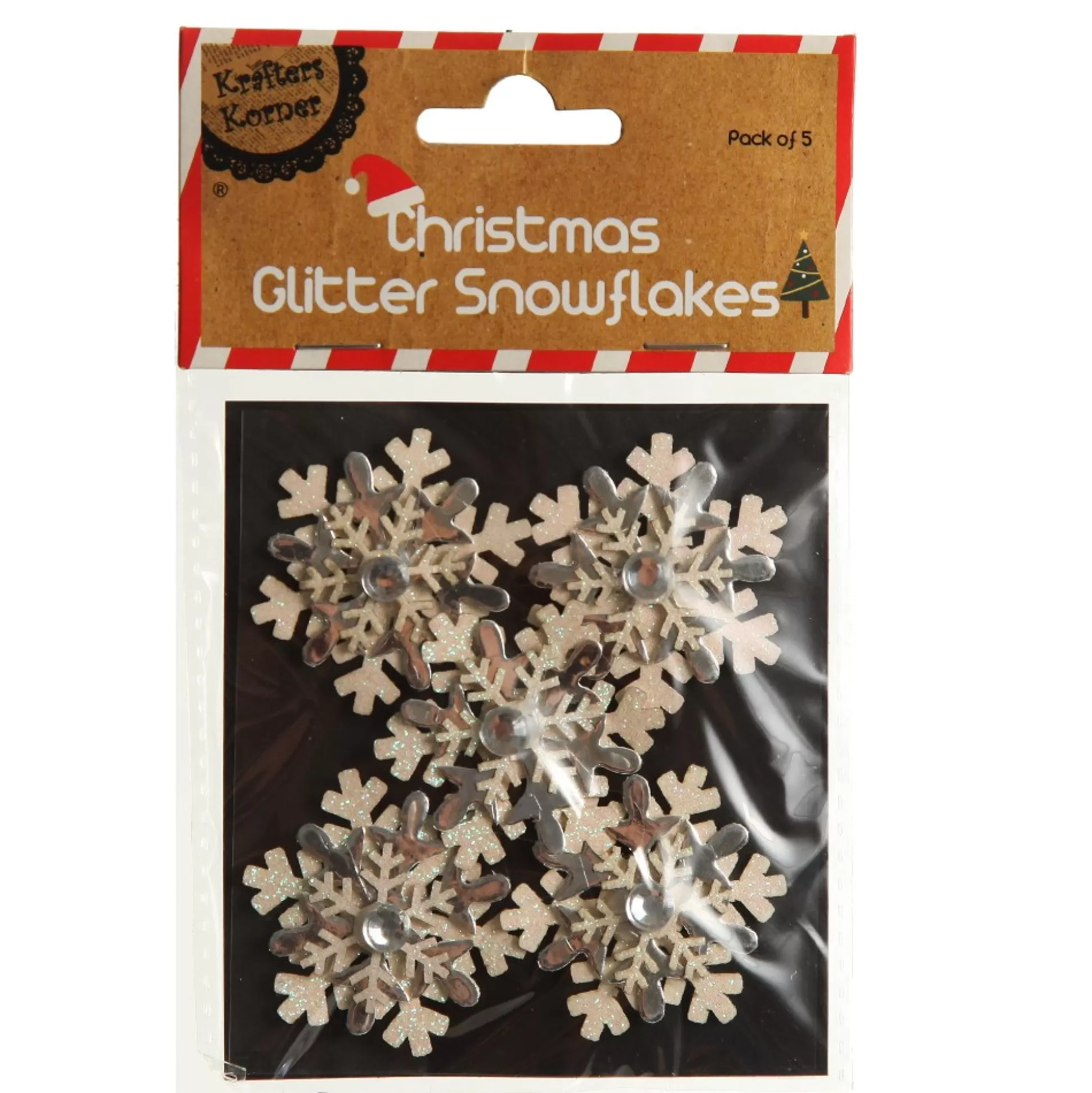 Snowflake Embellishment Craft Stickers - Pack of 5 Christmas Craft Supplies |