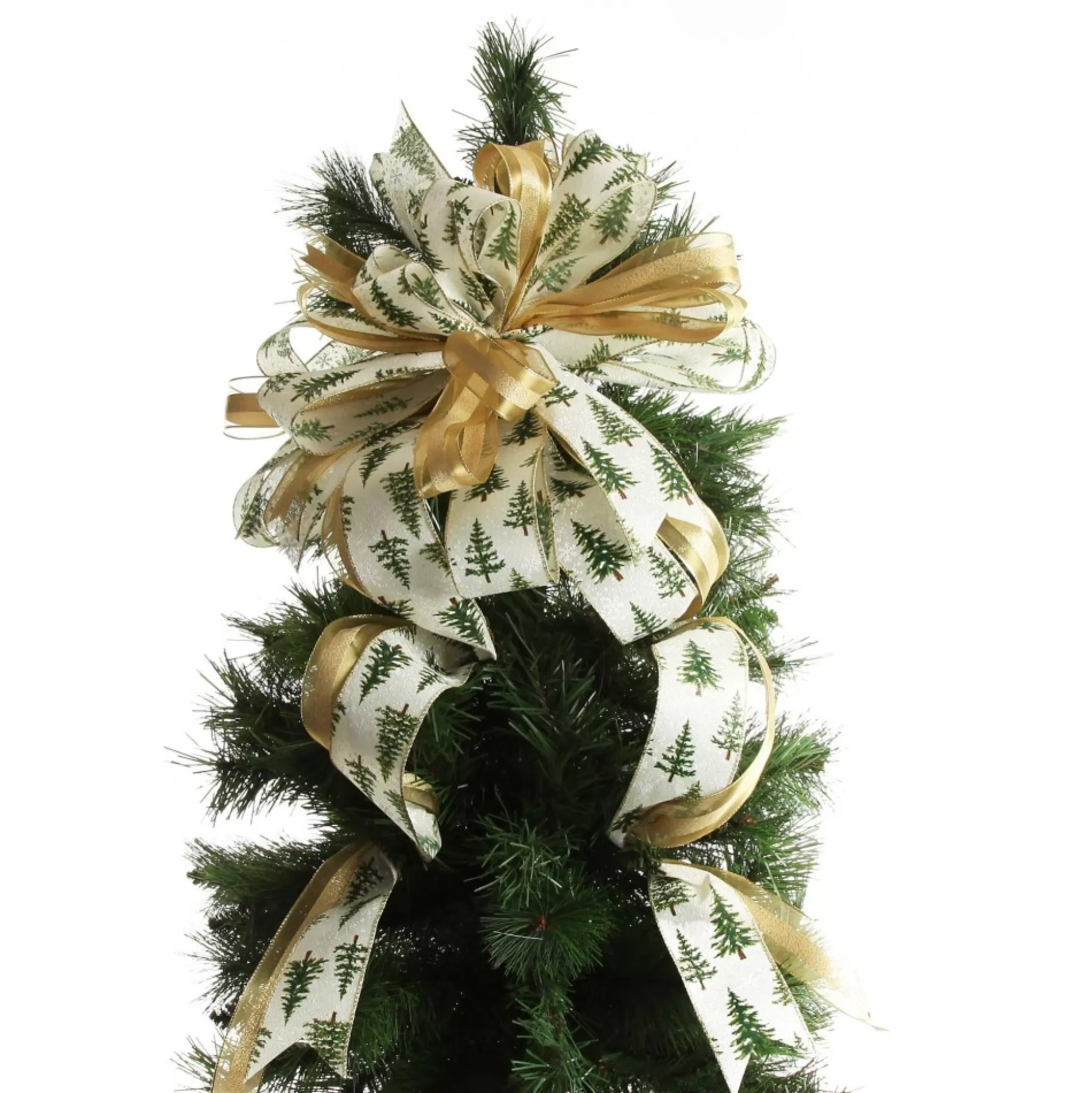 Snowy Tree Topper Deluxe Tree Topper Bow with Streamers Tree Toppers |