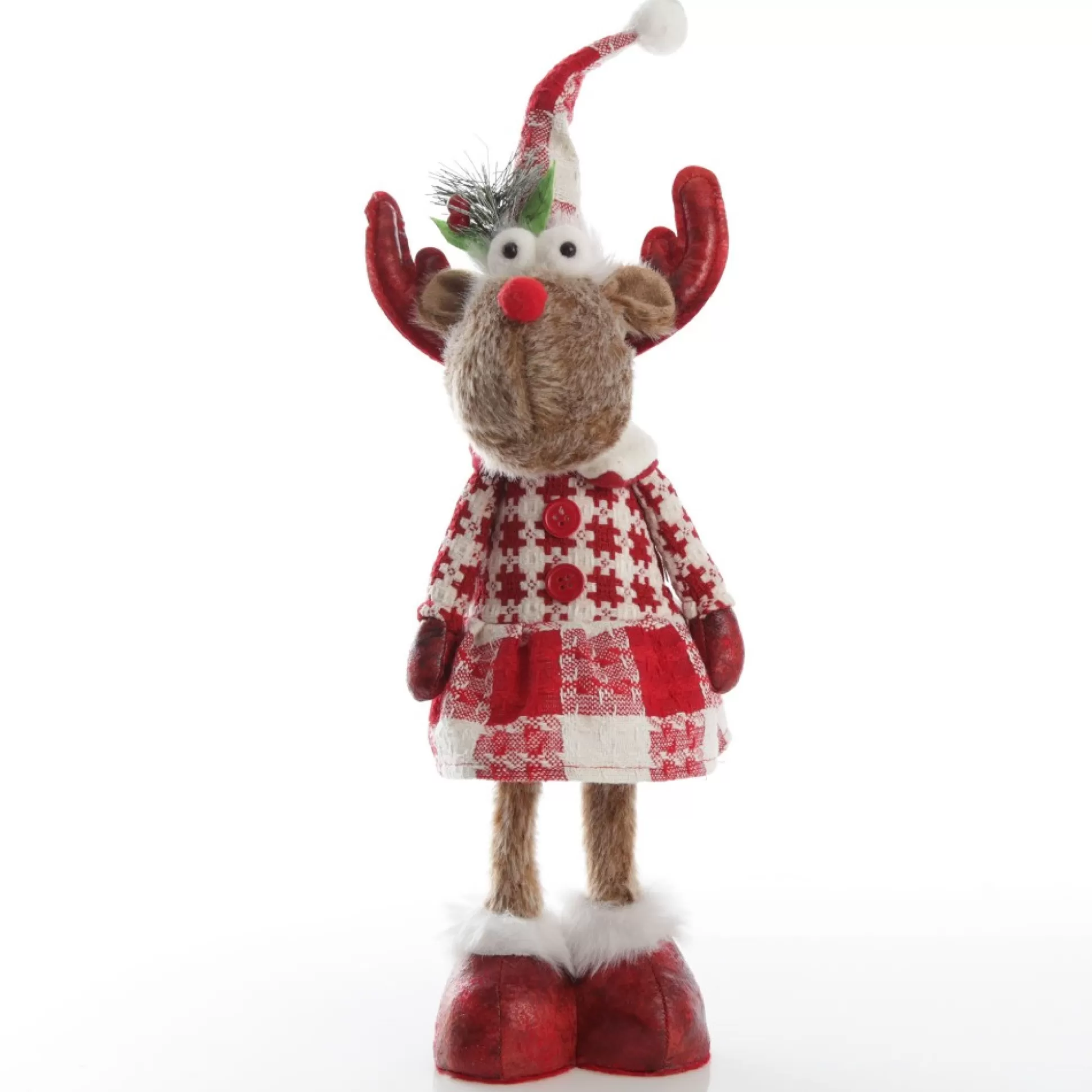 Standing Girl Reindeer Bobble Body Christmas Ornament Christmas Figurines |