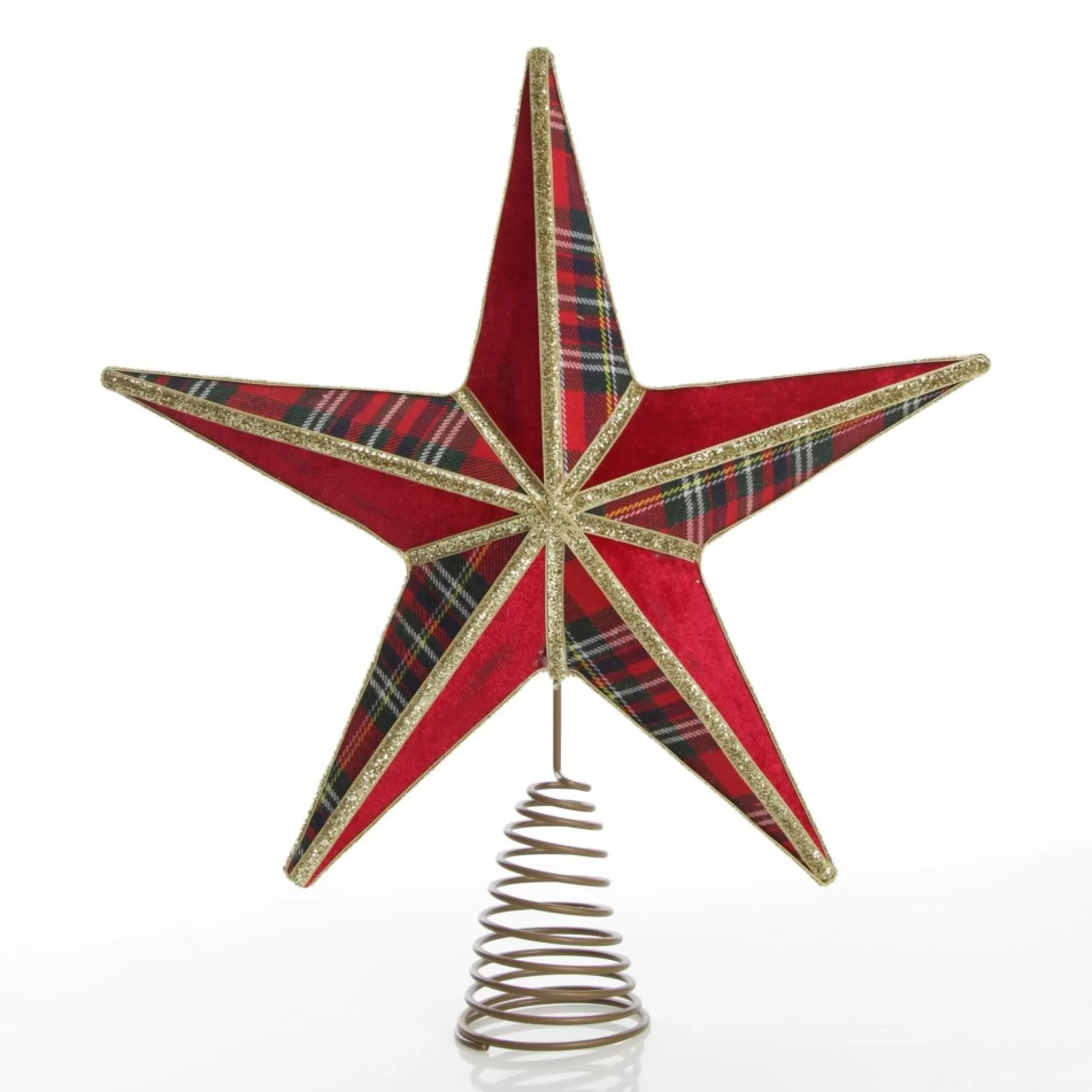 Tartan and Gold Trim 3D Star Christmas Tree Topper Tree Toppers |