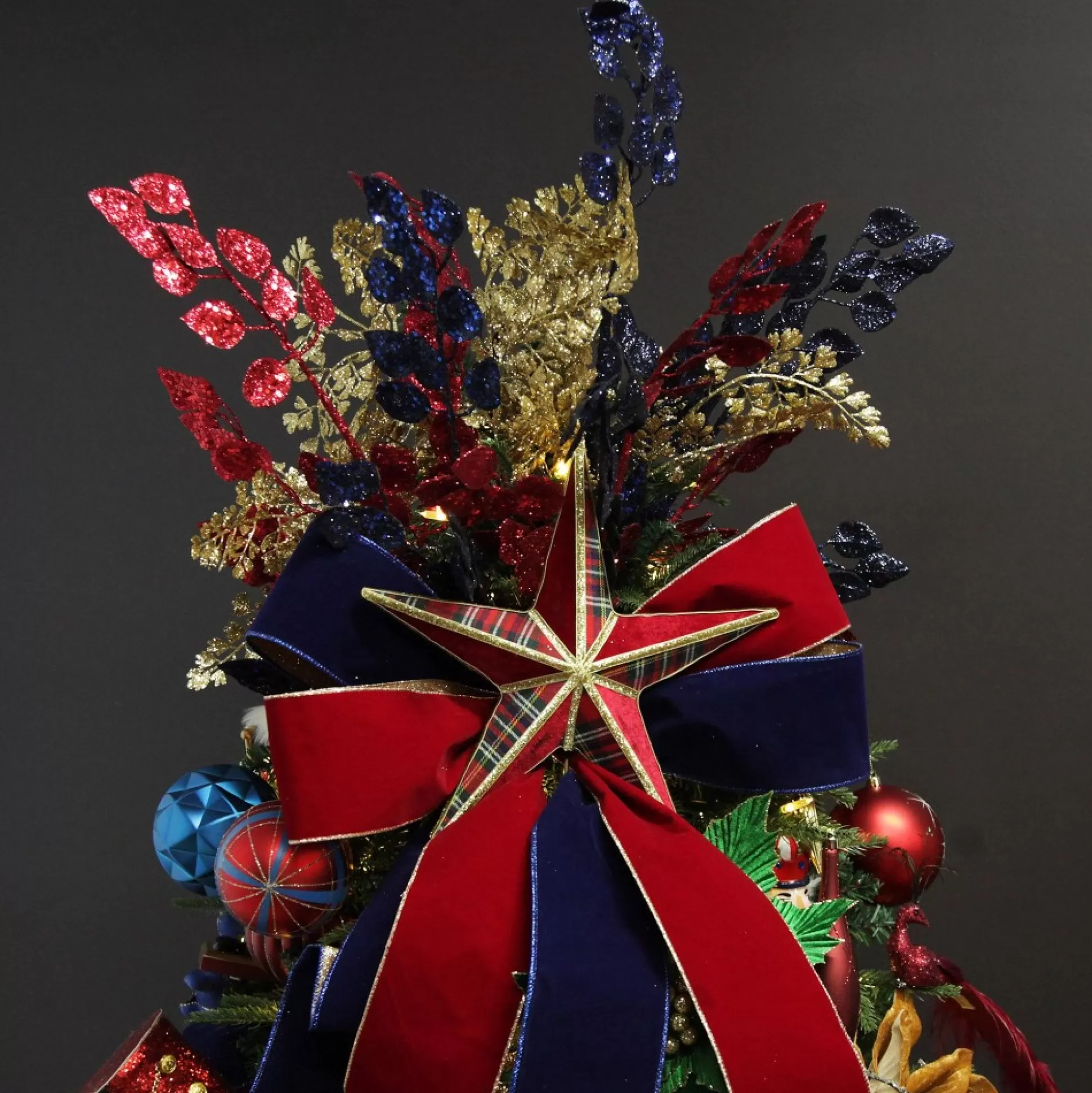 Tartan and Gold Trim 3D Star Christmas Tree Topper Tree Toppers |