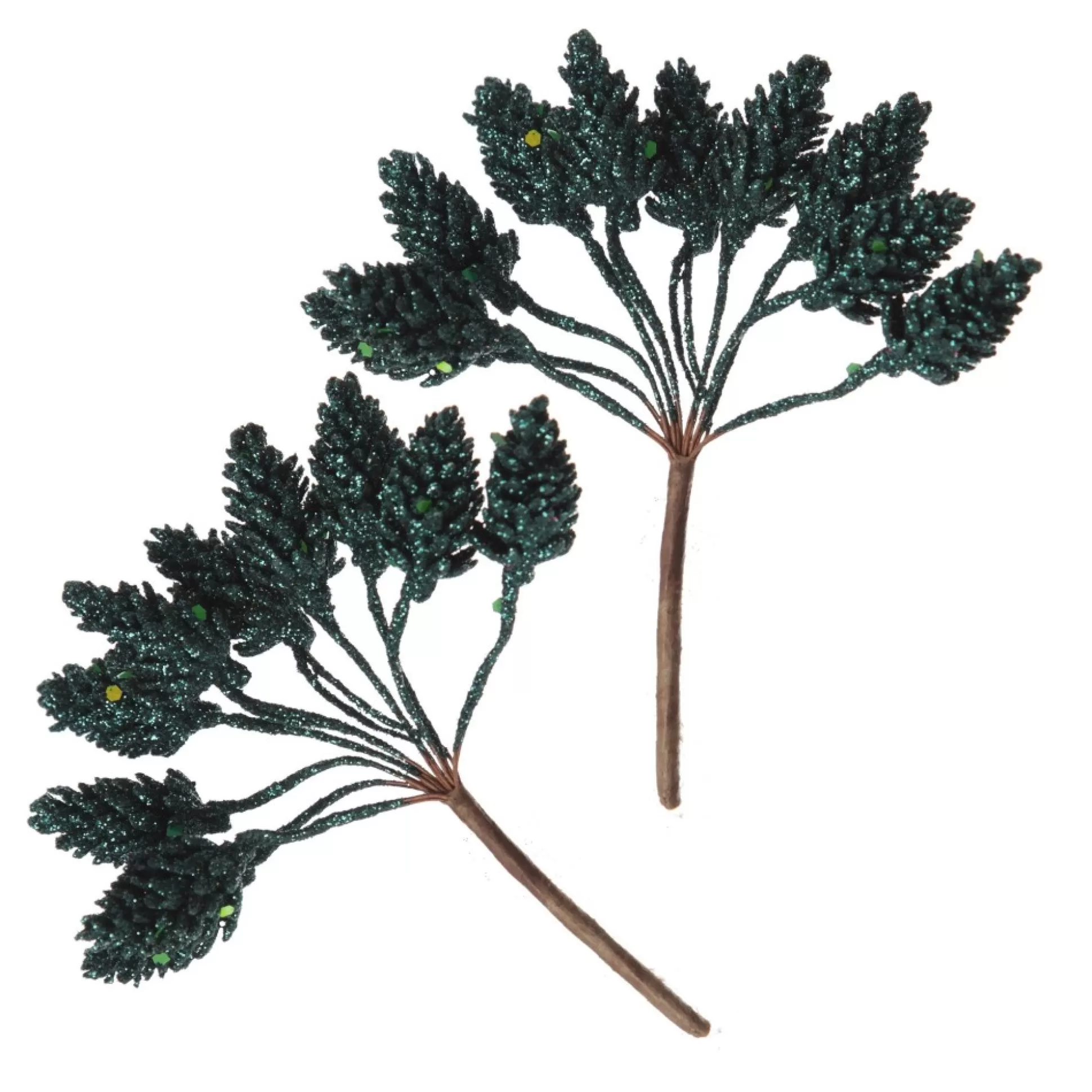 Teal Glitter Pinecone Clusters - Set of 2 Christmas Pick |