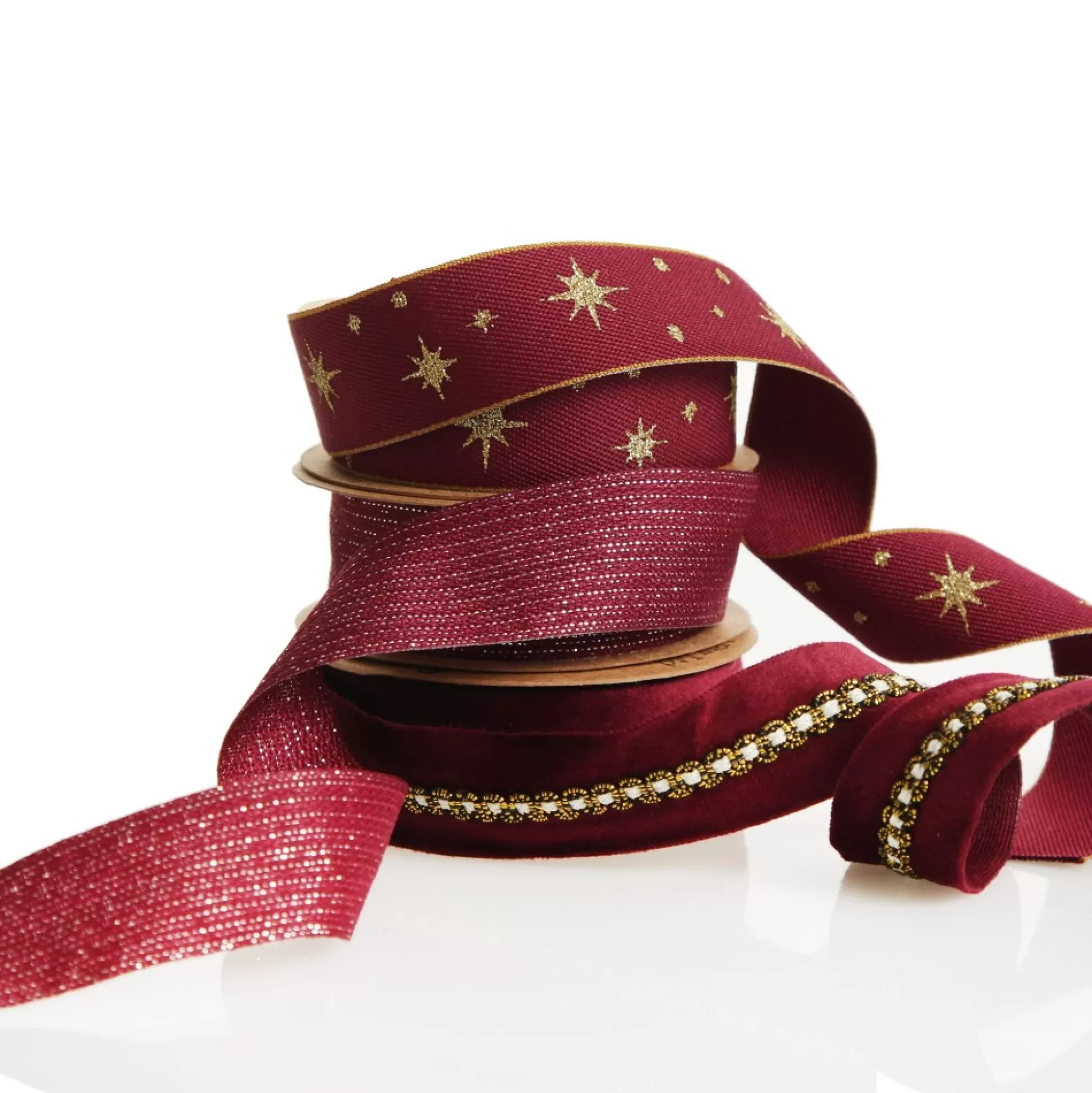 Three Assorted Burgundy and Gold Ribbons Ribbons |