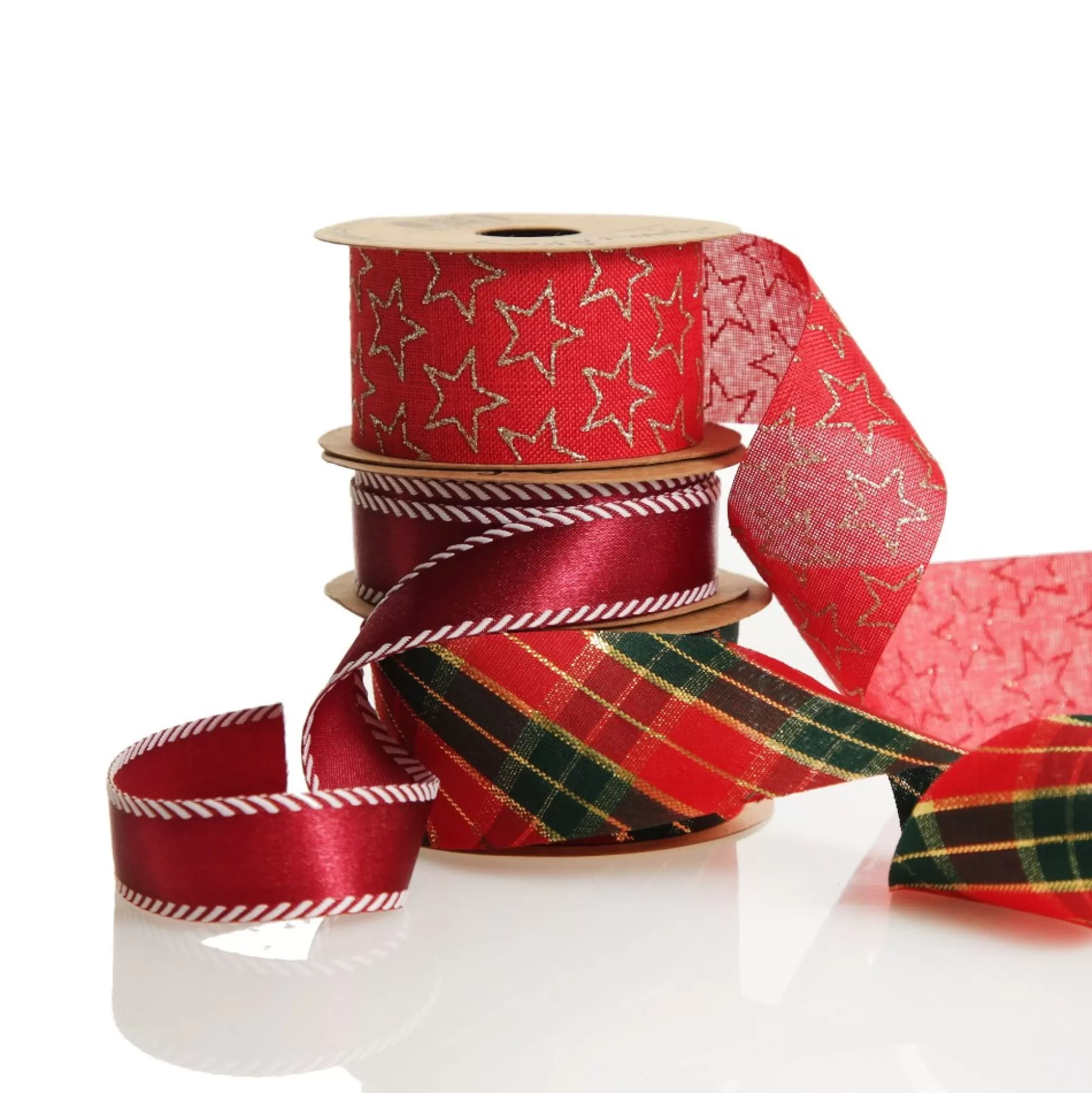 Three Assorted Burgundy and Tartan Ribbons Ribbons |