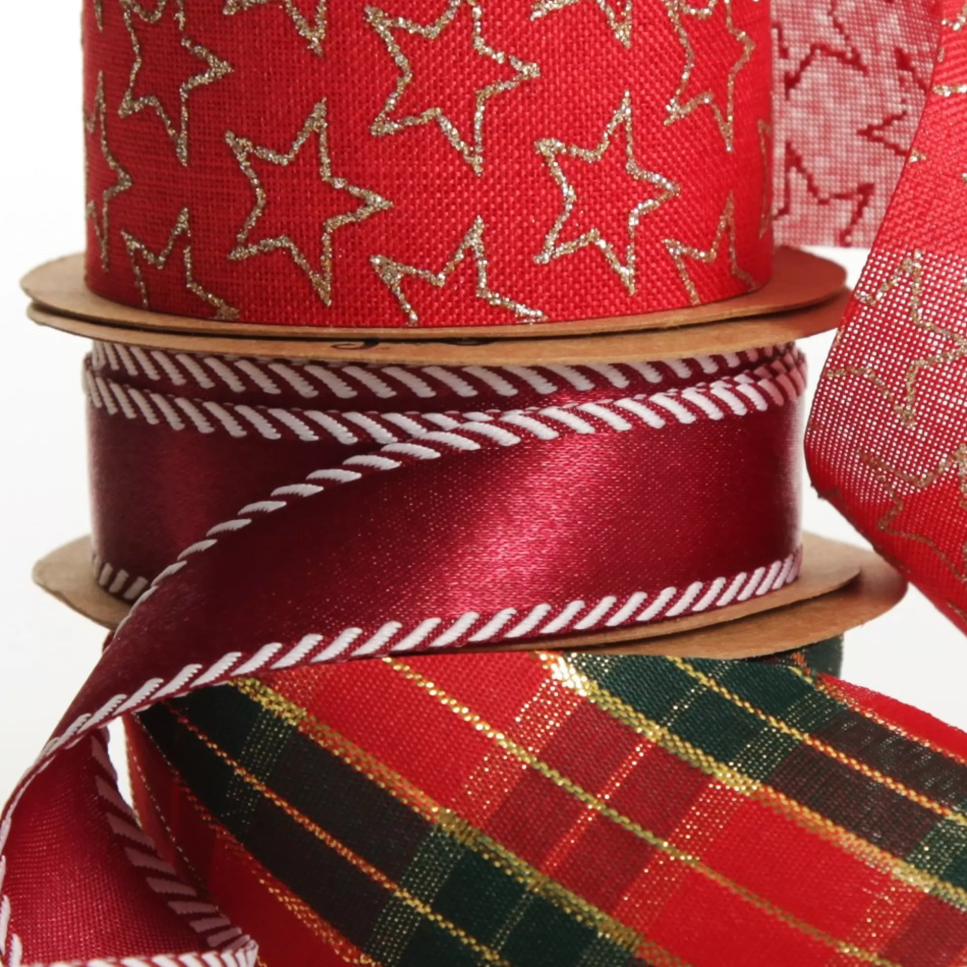 Three Assorted Burgundy and Tartan Ribbons Ribbons |