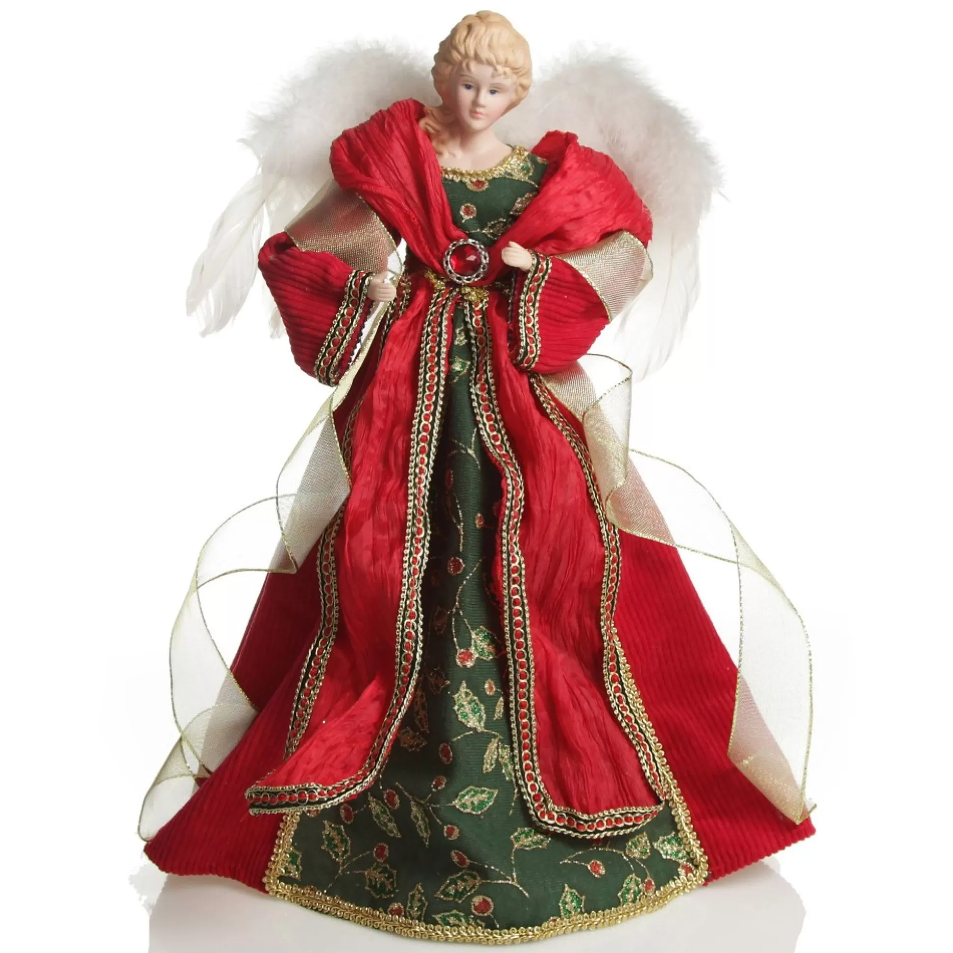 Traditional Red and Green Angel Tree Topper Ornament Tree Toppers |