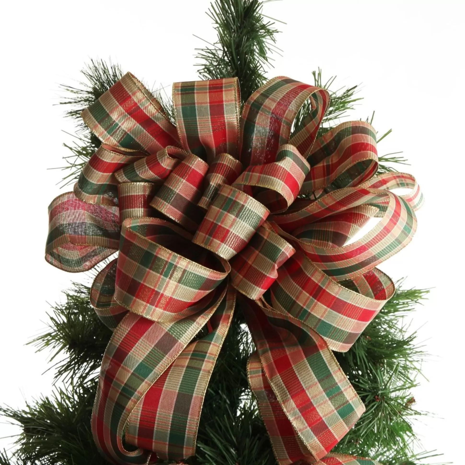 Traditional Tartan Deluxe Tree Topper Bow with Streamers Tree Toppers |
