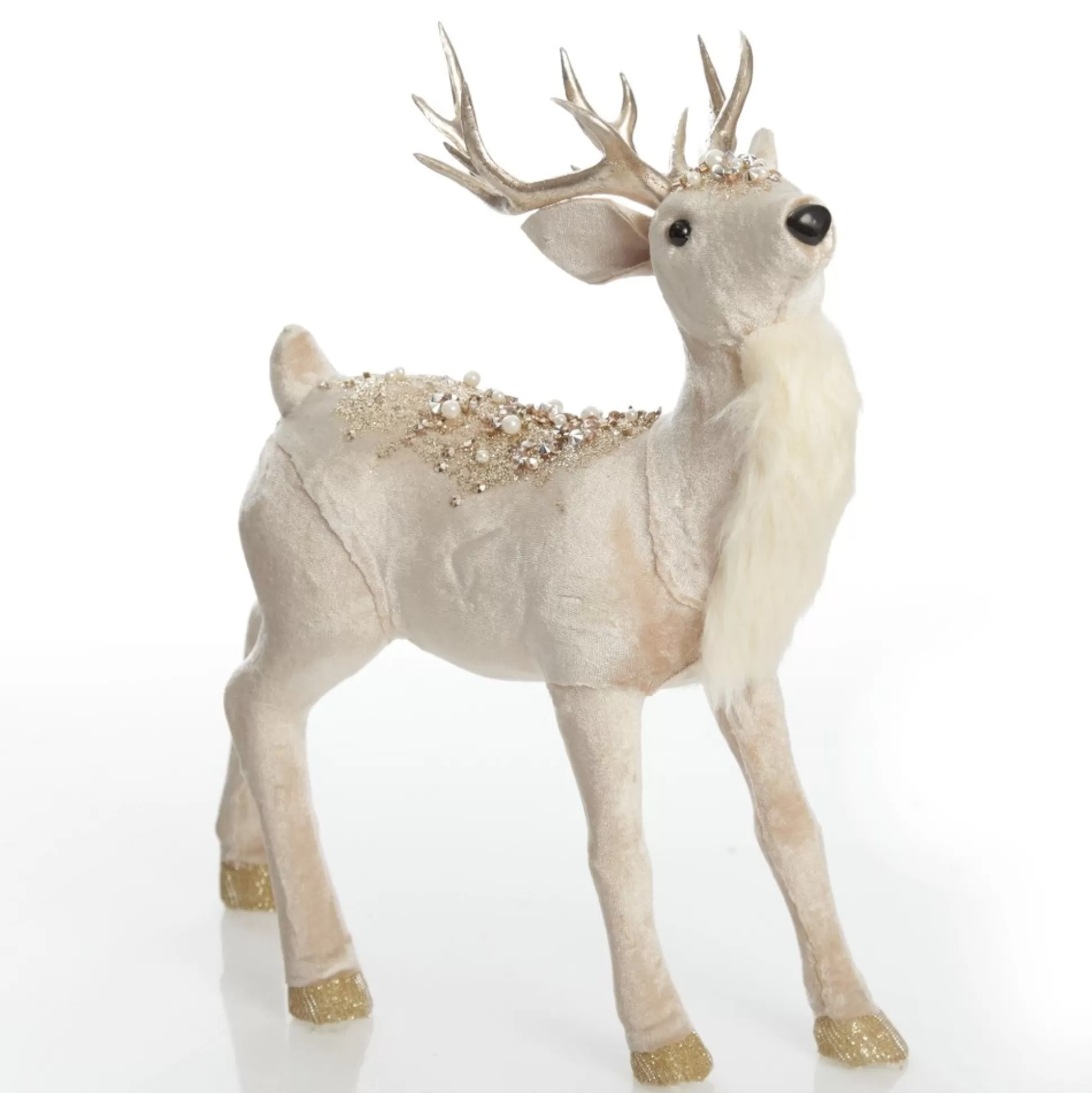 Velvet Pink Deer with Jewels - Standing with Head Back Christmas Birds And Animals |