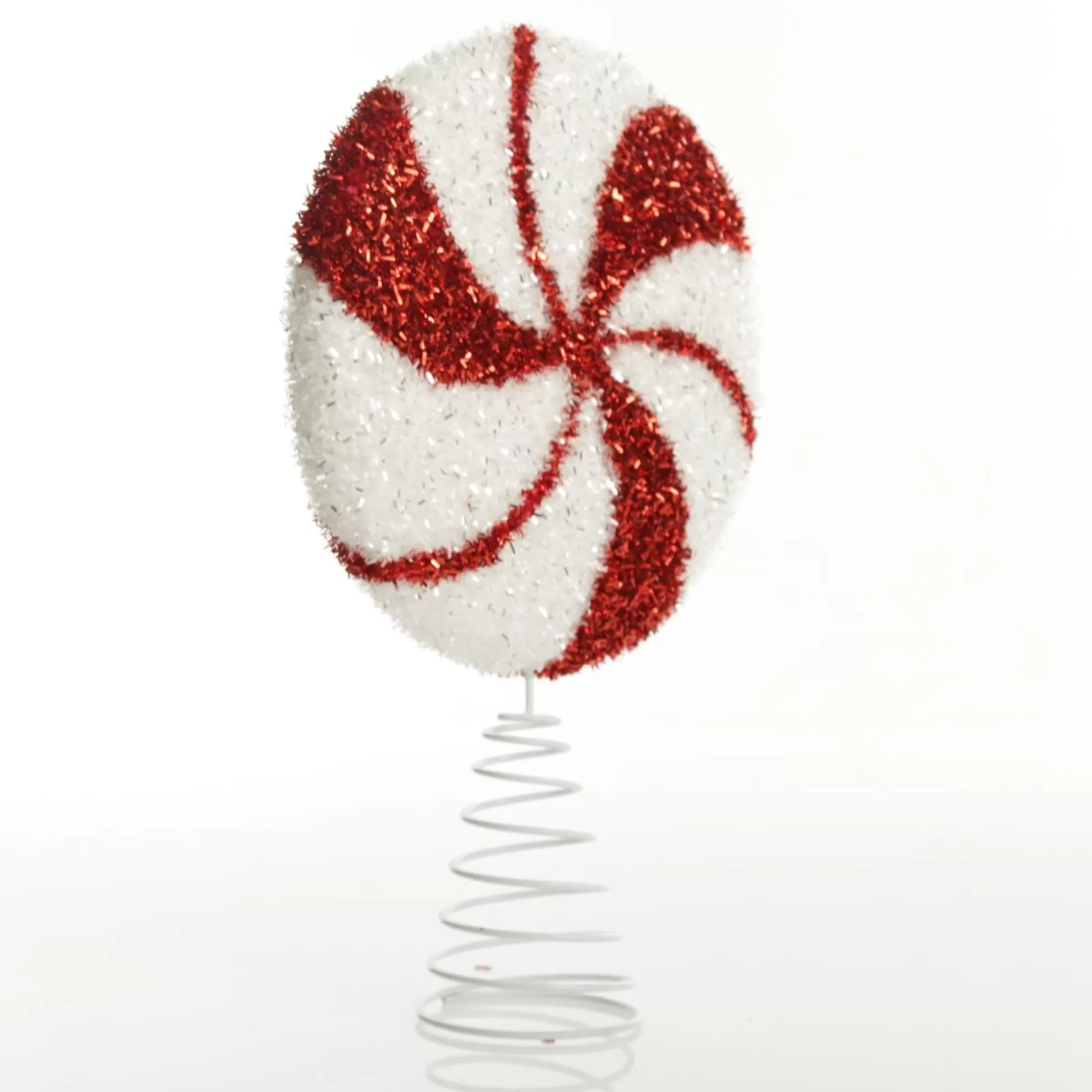 White and Red Tinsel Peppermint Swirl Tree Topper Tree Toppers |