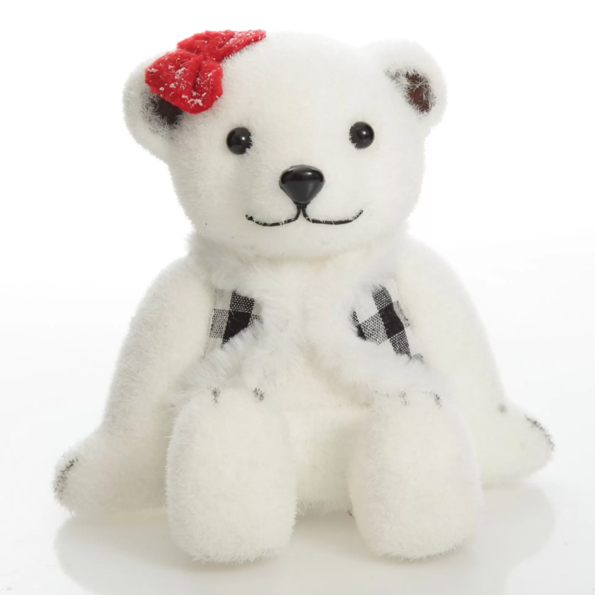 White Girl Polar Bear Cub Sitting with Red Bow Christmas Birds And Animals |