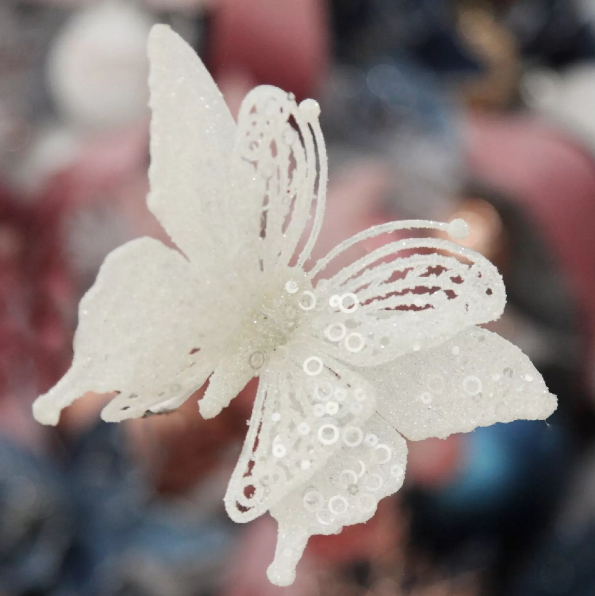 White Glitter and Sequin Butterfly Clip Butterflies And Birds |