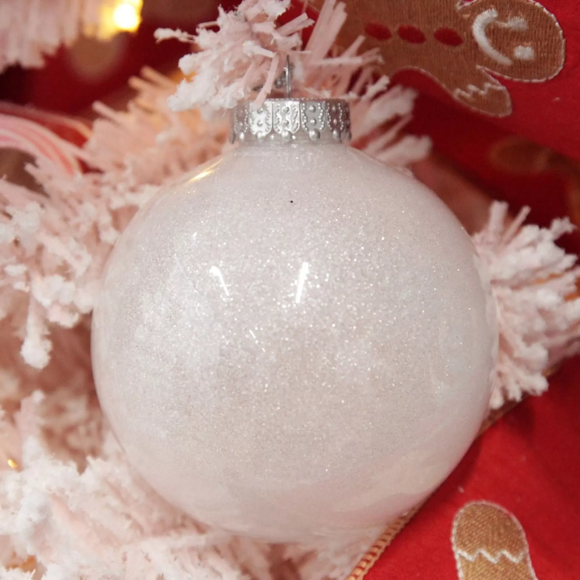 White Glitter Christmas Bauble Decorative Christmas Baubles |