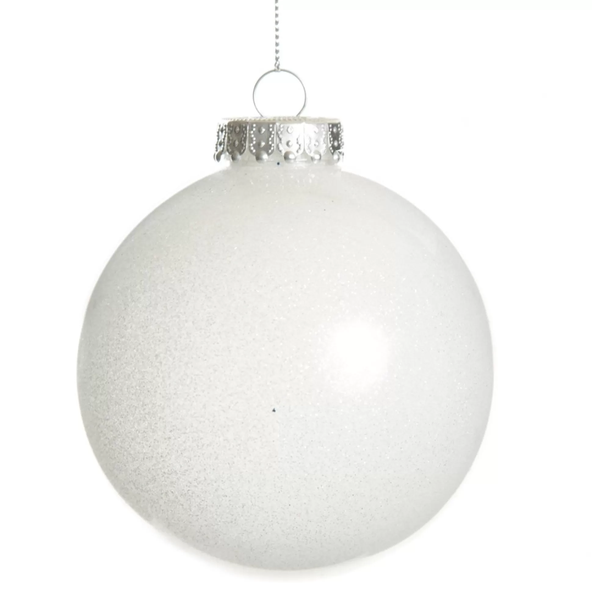 White Glitter Christmas Bauble Decorative Christmas Baubles |