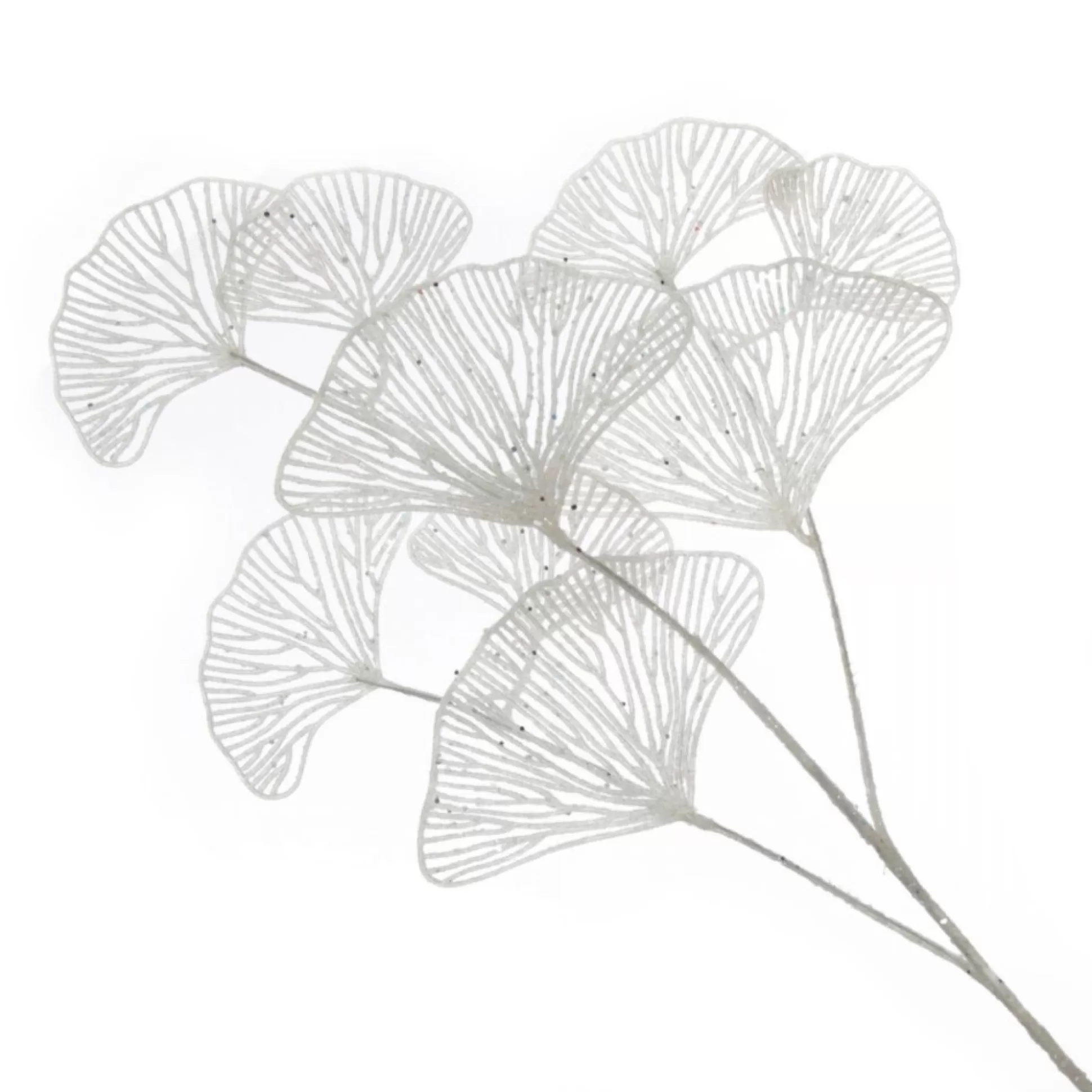 White Glitter Fan Coral Pick Christmas Sprays |