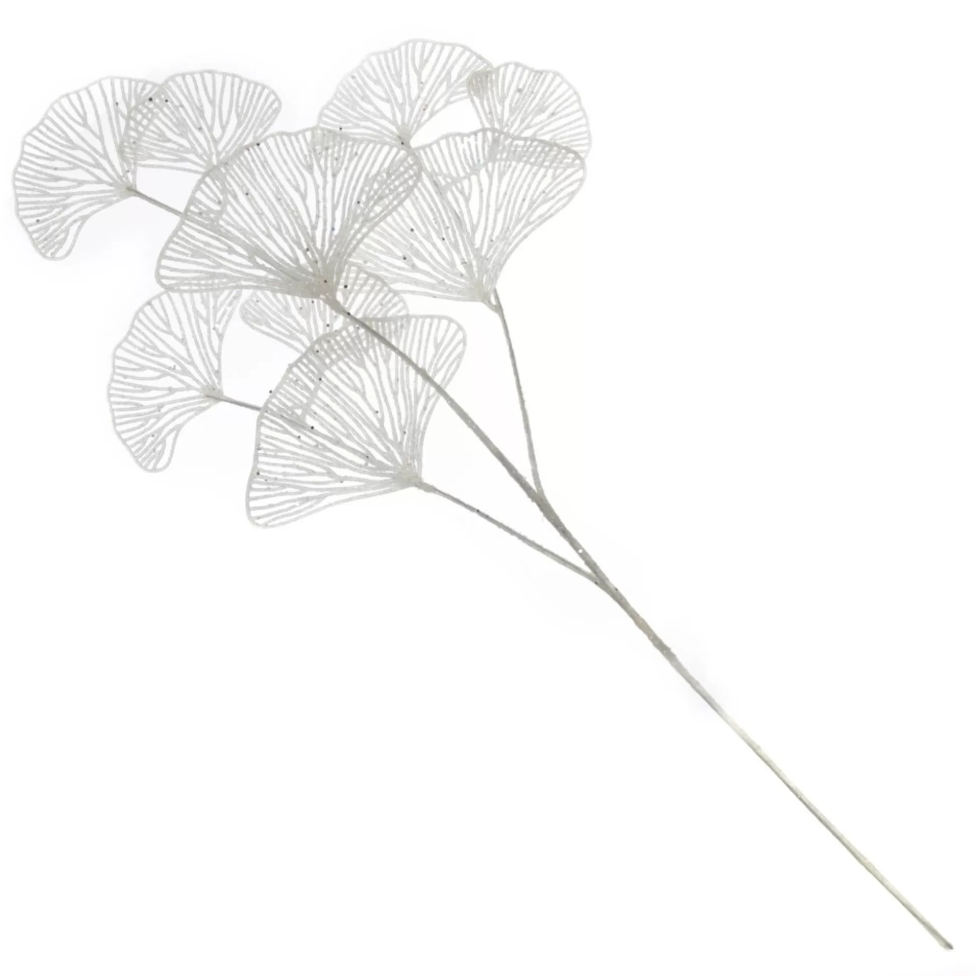 White Glitter Fan Coral Pick Christmas Sprays |