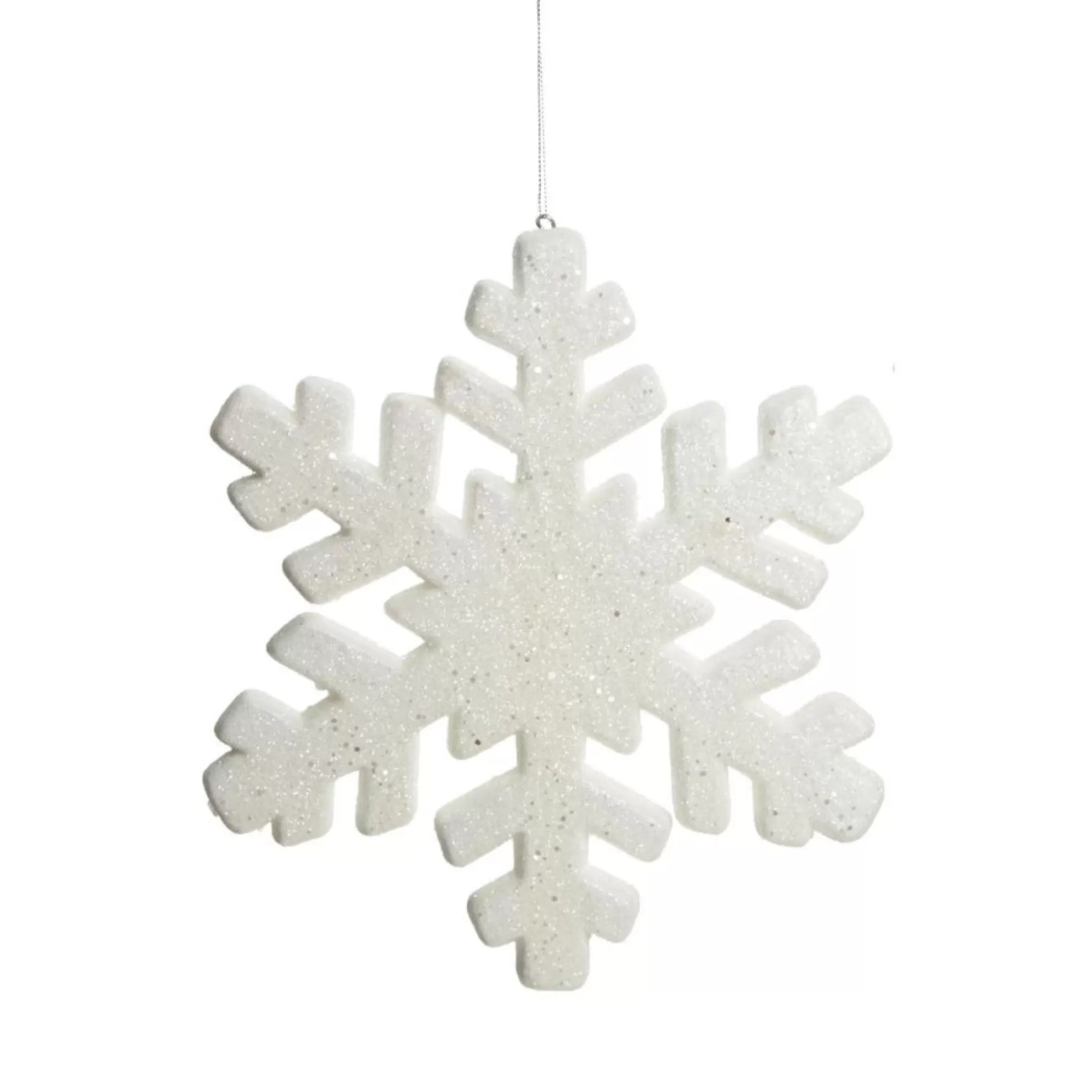 White Glitter Hanging Snowflake - Small Snowflakes And Stars |