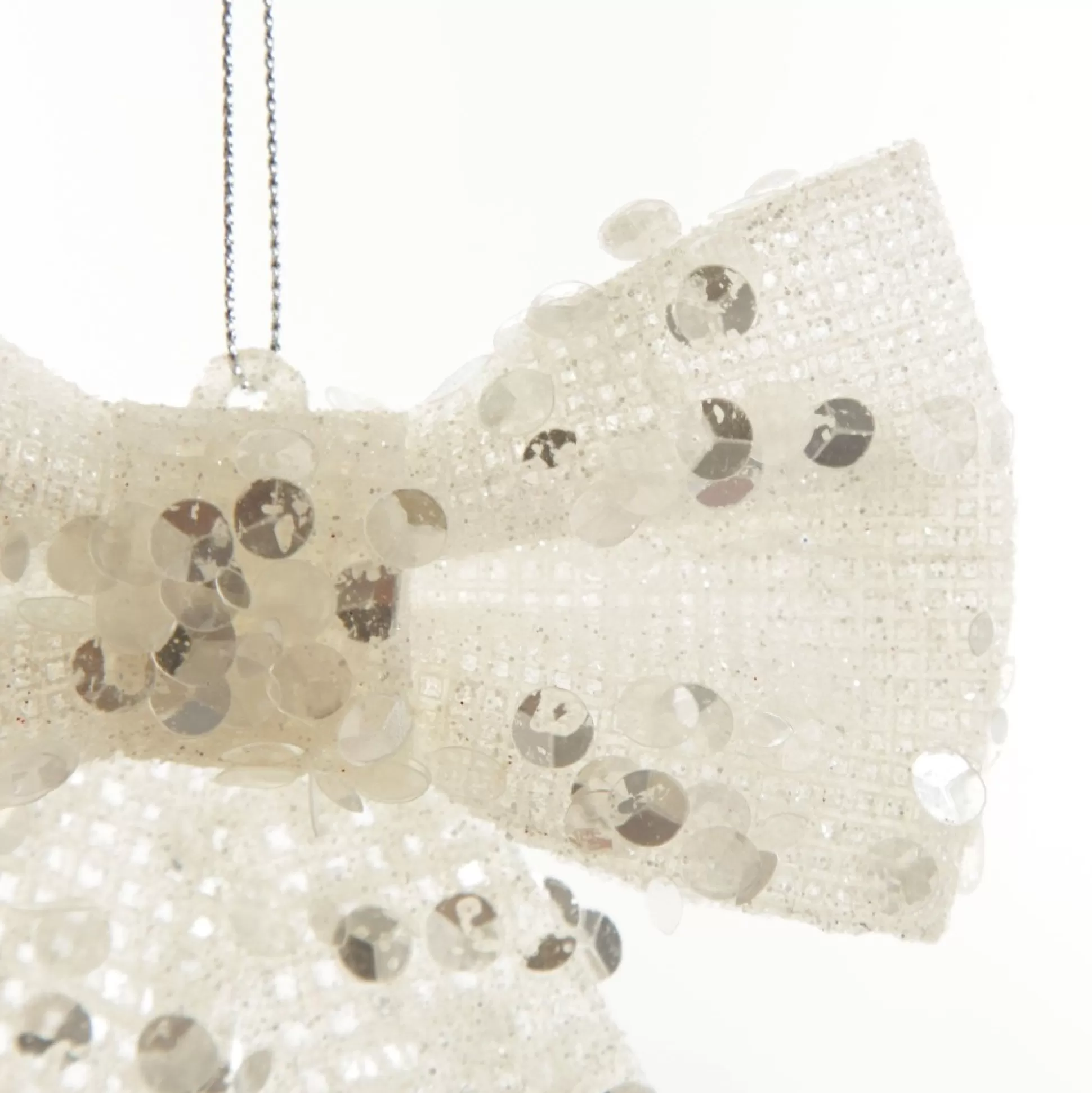 White Glitter Mesh Bow Christmas Bells And Bows |