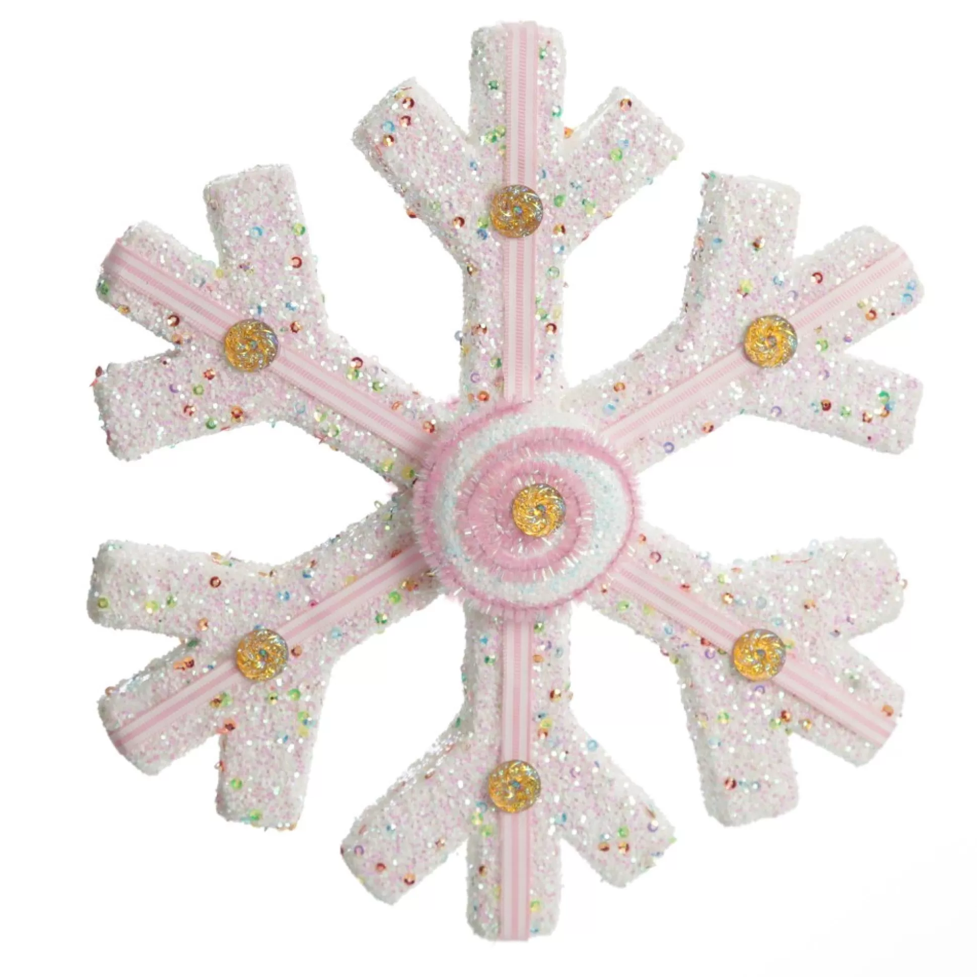 White Glitter Snowflake with Pink Frosting and Sprinkles Snowflakes And Stars |