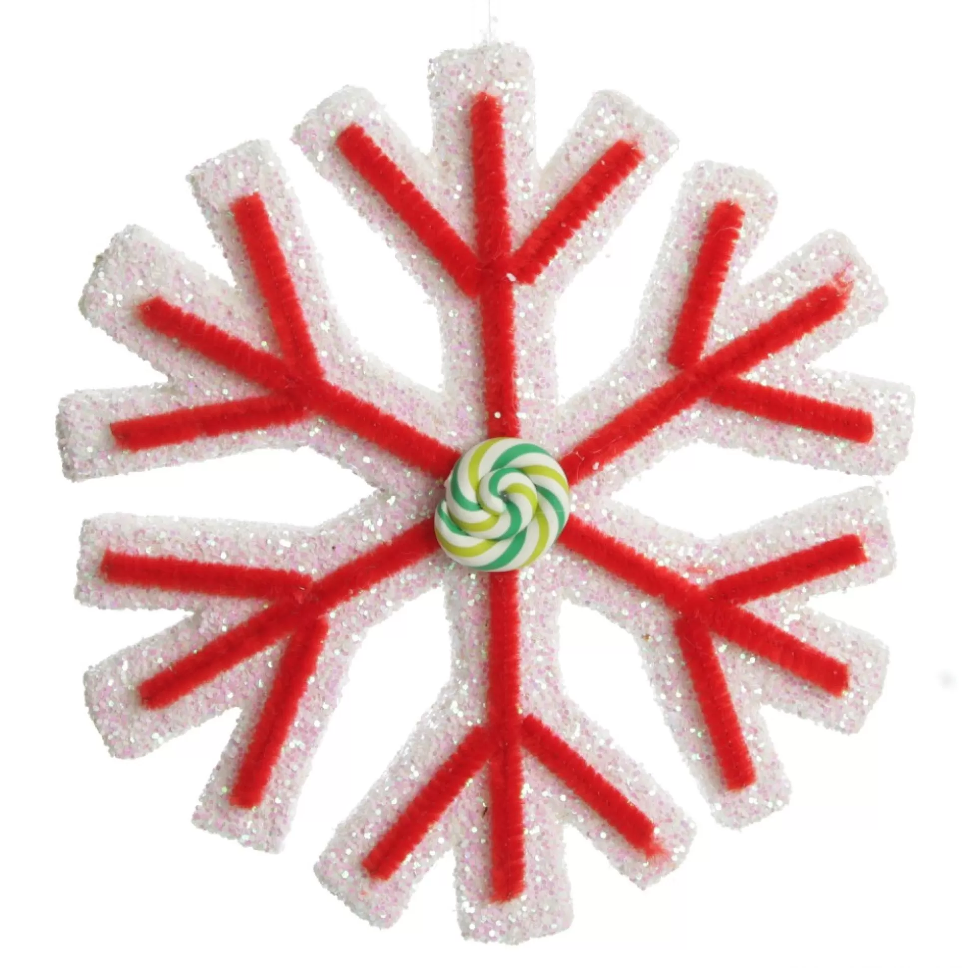 White Glitter Snowflake with Red Icing Snowflakes And Stars |