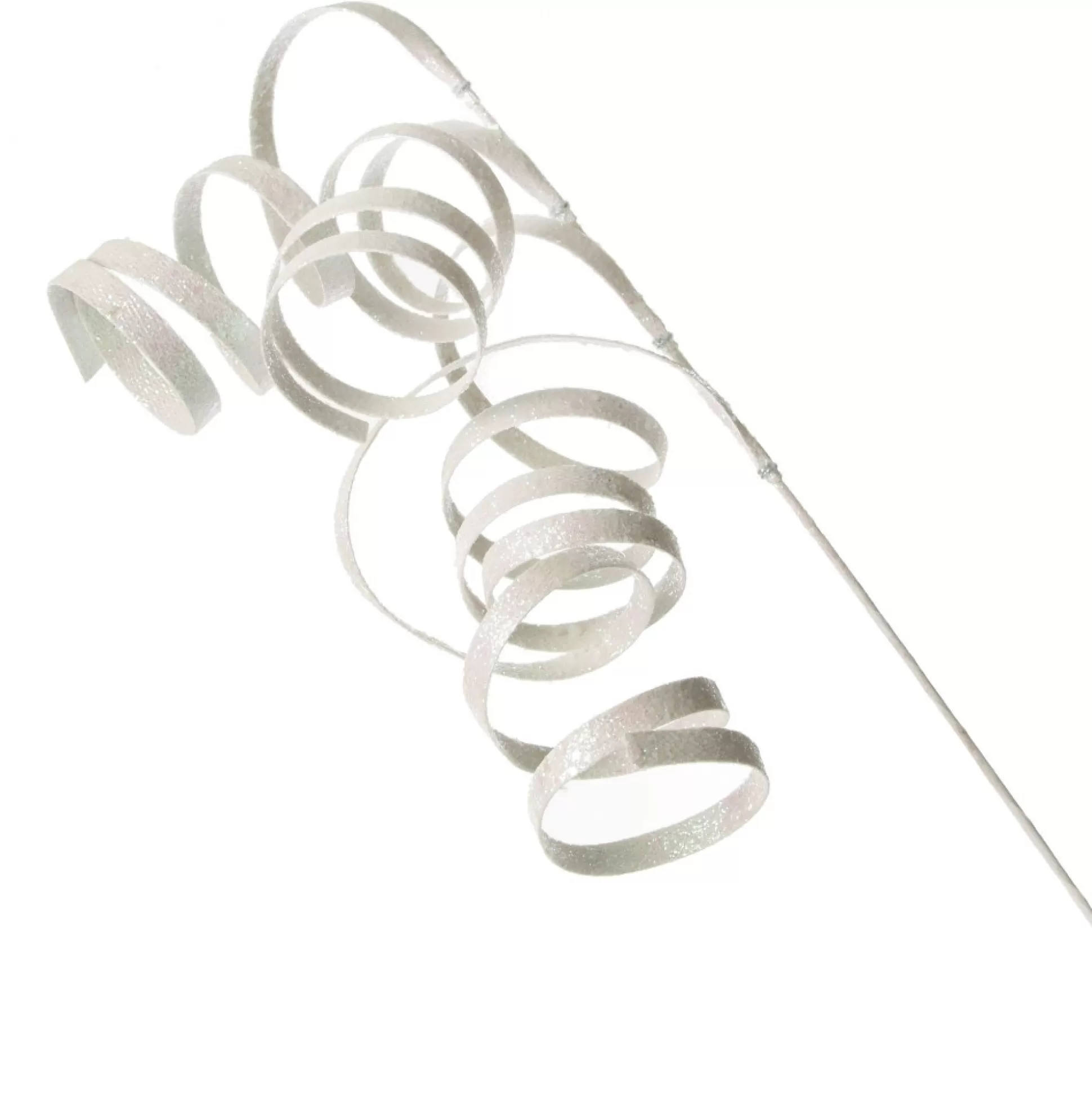 White Glitter Spiral Ribbon Christmas Pick Christmas Tree Picks |