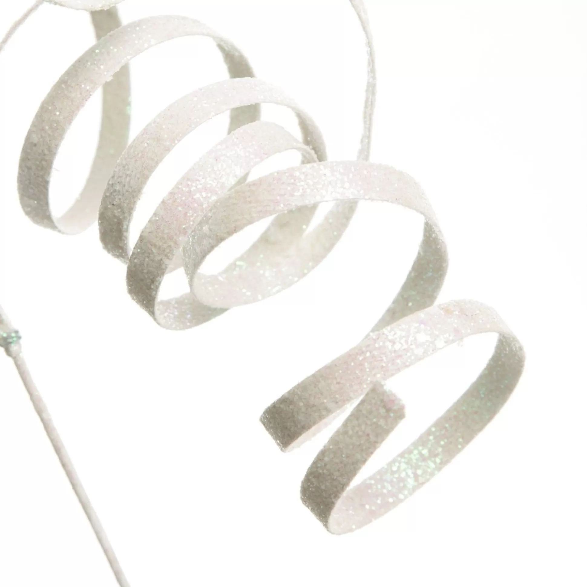 White Glitter Spiral Ribbon Christmas Pick Christmas Tree Picks |
