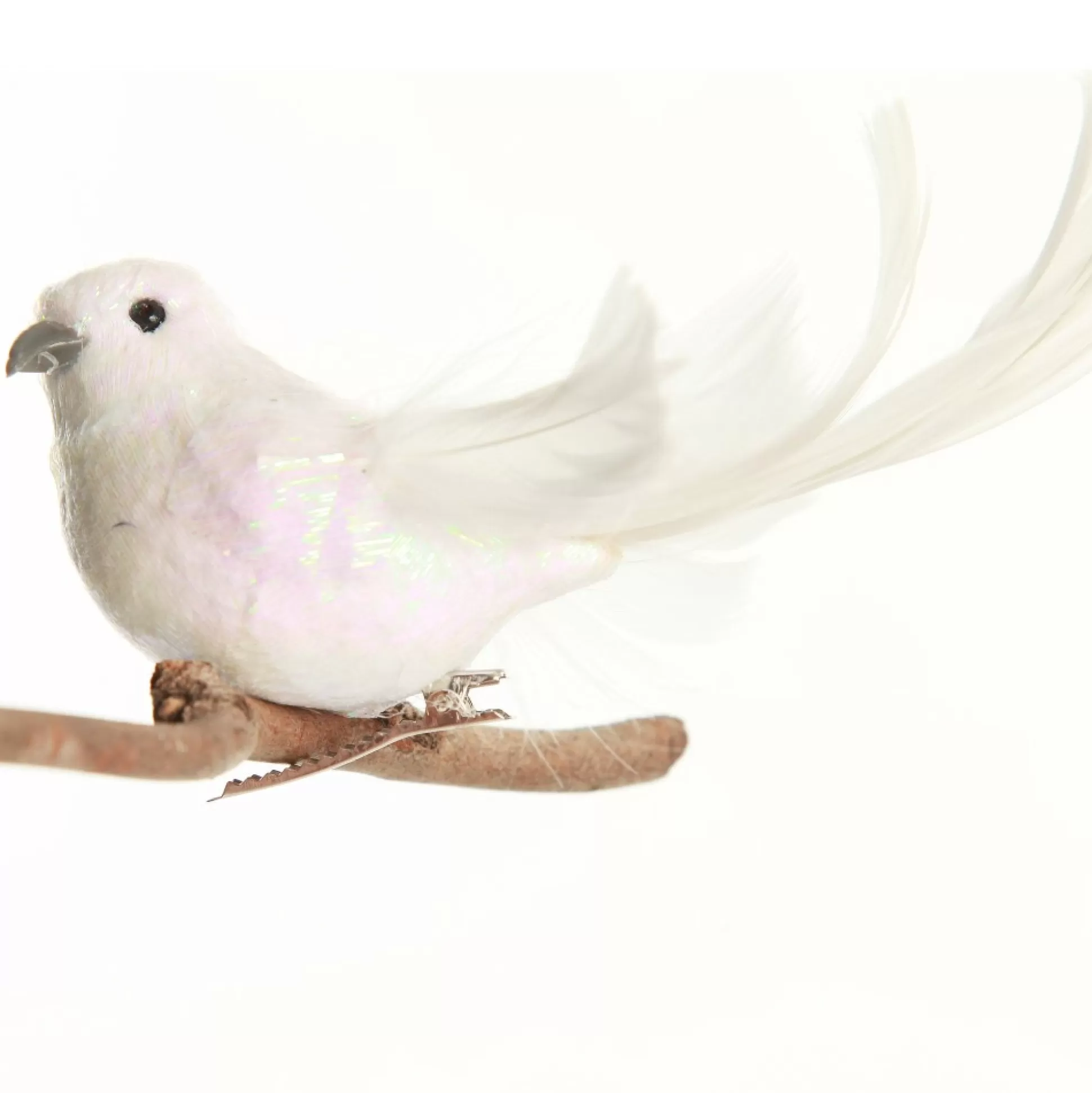 White Iridescent Finish Bird Clip Butterflies And Birds |