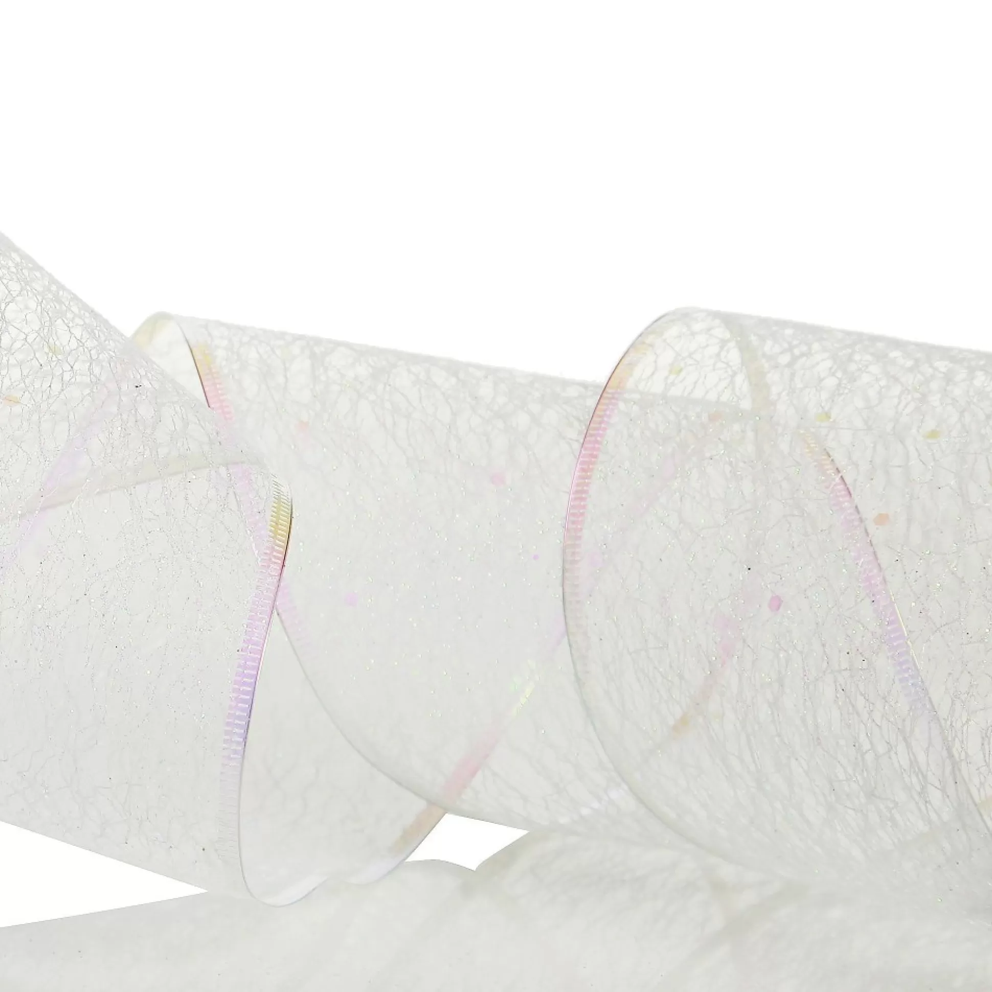White Iridescent Spider Mesh Wired Christmas Ribbon Garland Tree Garlands |