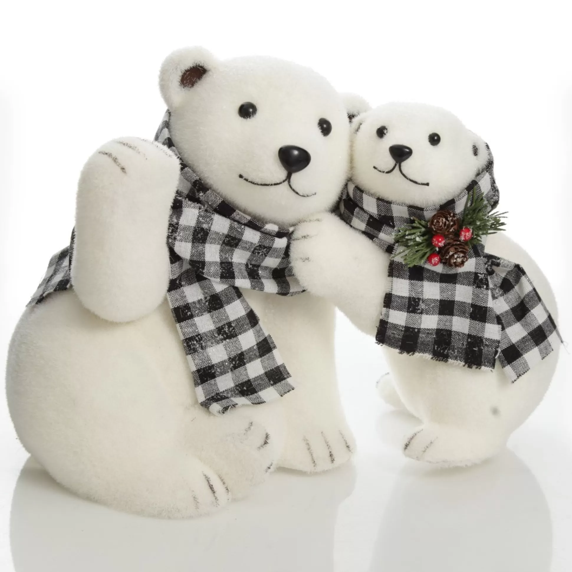 White Mother and Cub Polar Bears Hugging Christmas Birds And Animals |