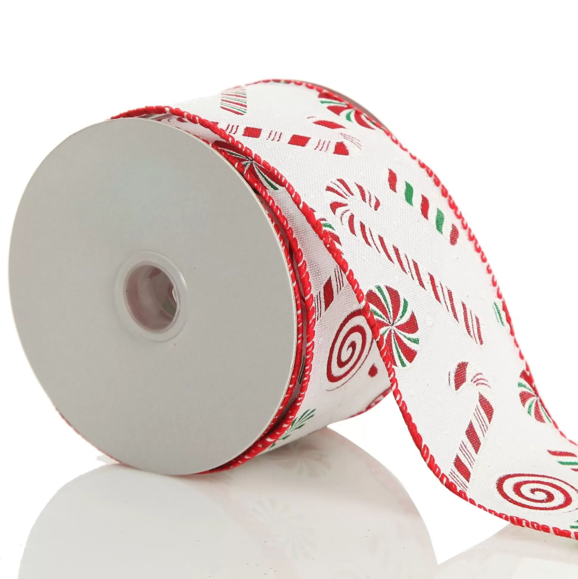 White Peppermint Candy Cane Ribbon - 6.3cm Ribbons |
