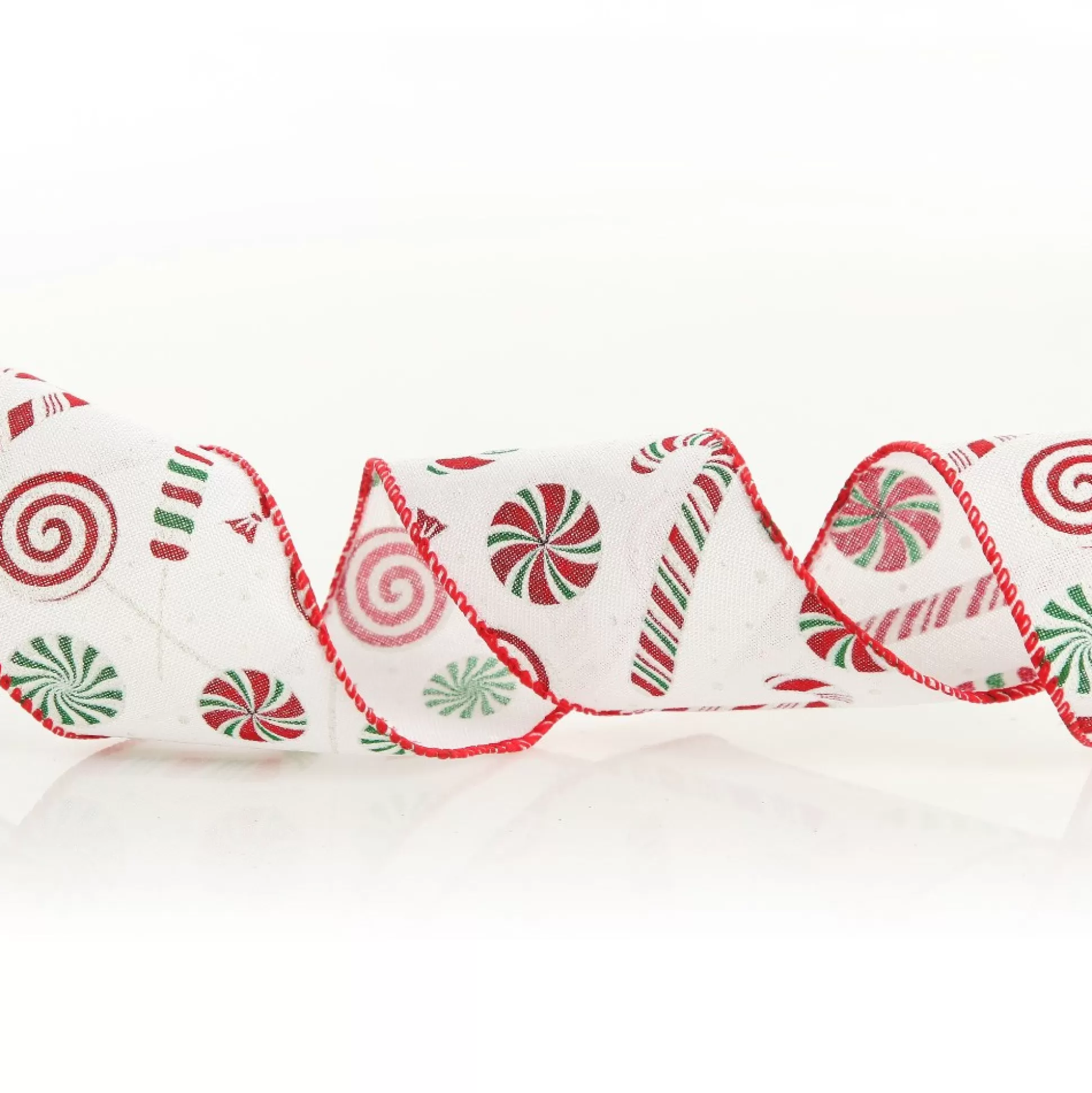 White Peppermint Candy Cane Ribbon - 6.3cm Ribbons |