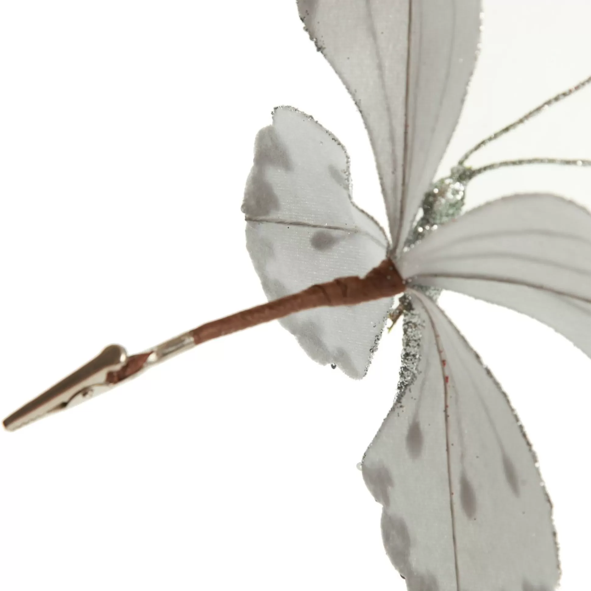 White Satin and Silver Sequin Butterfly Clip Butterflies And Birds |