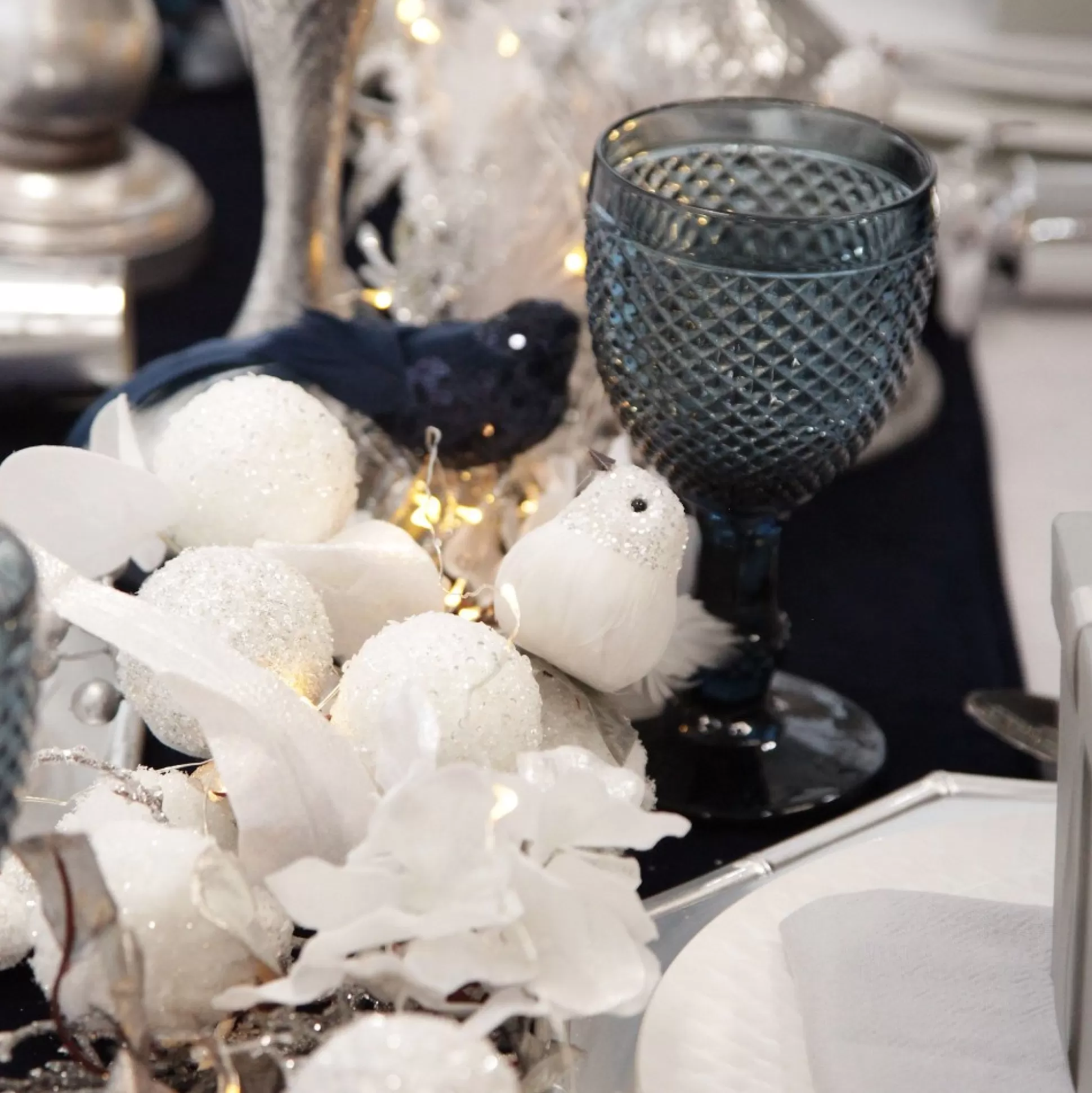 White Sequin Bird with Clip Butterflies And Birds |