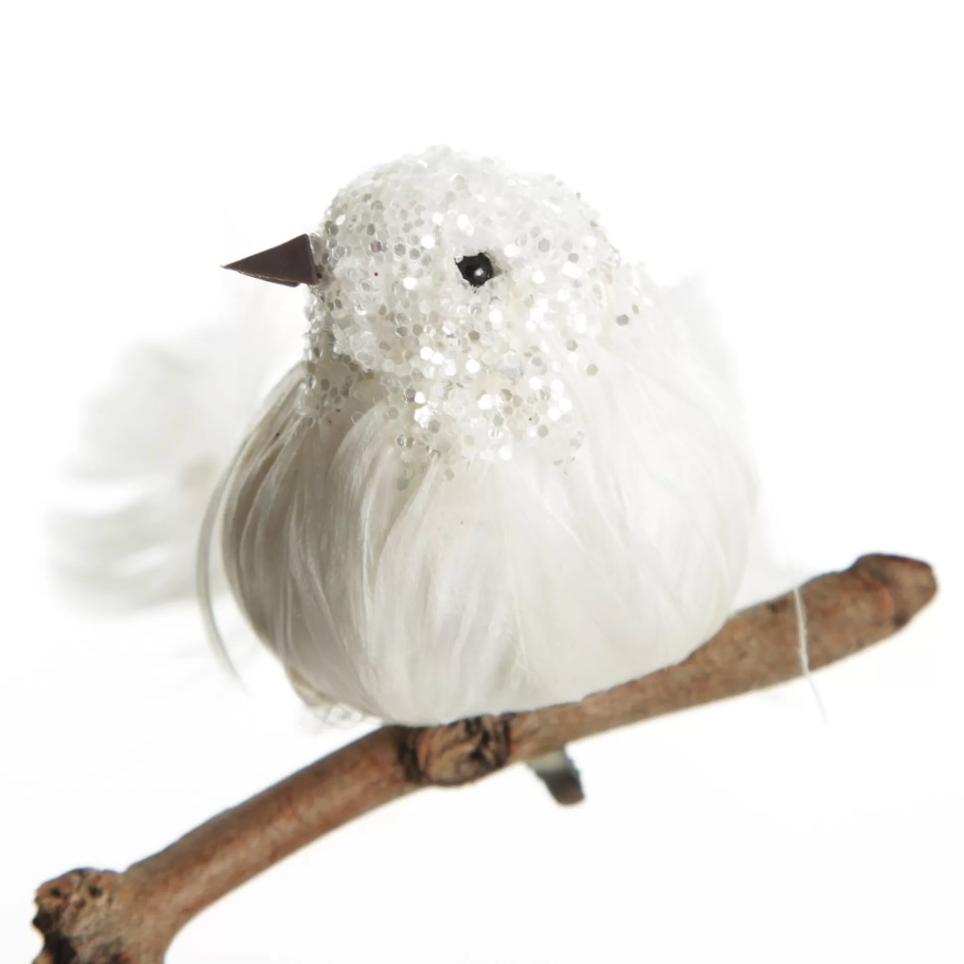 White Sequin Bird with Clip Butterflies And Birds |
