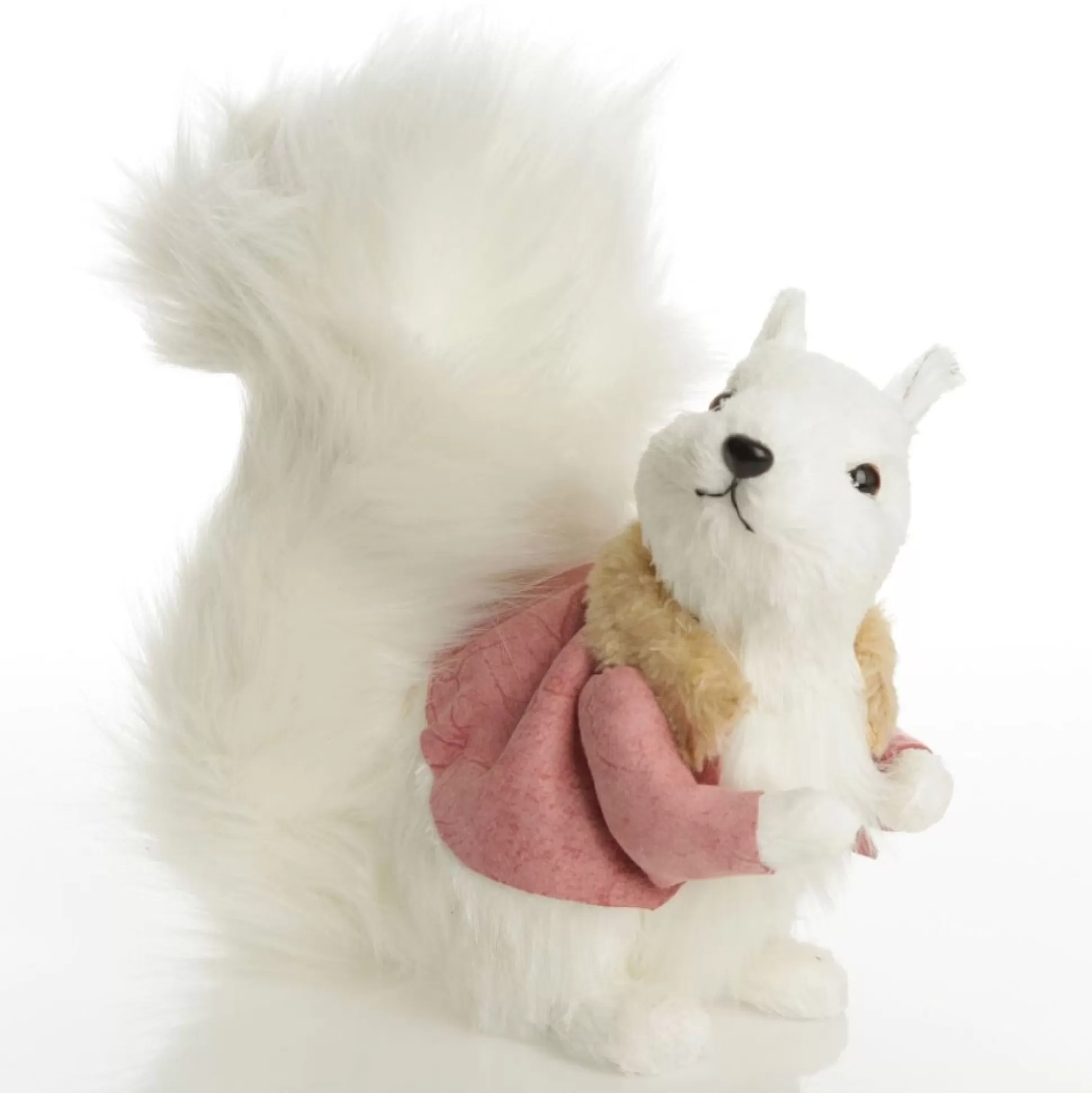 White Squirrel with Bushy Tail and Pink Jacket Christmas Birds And Animals |